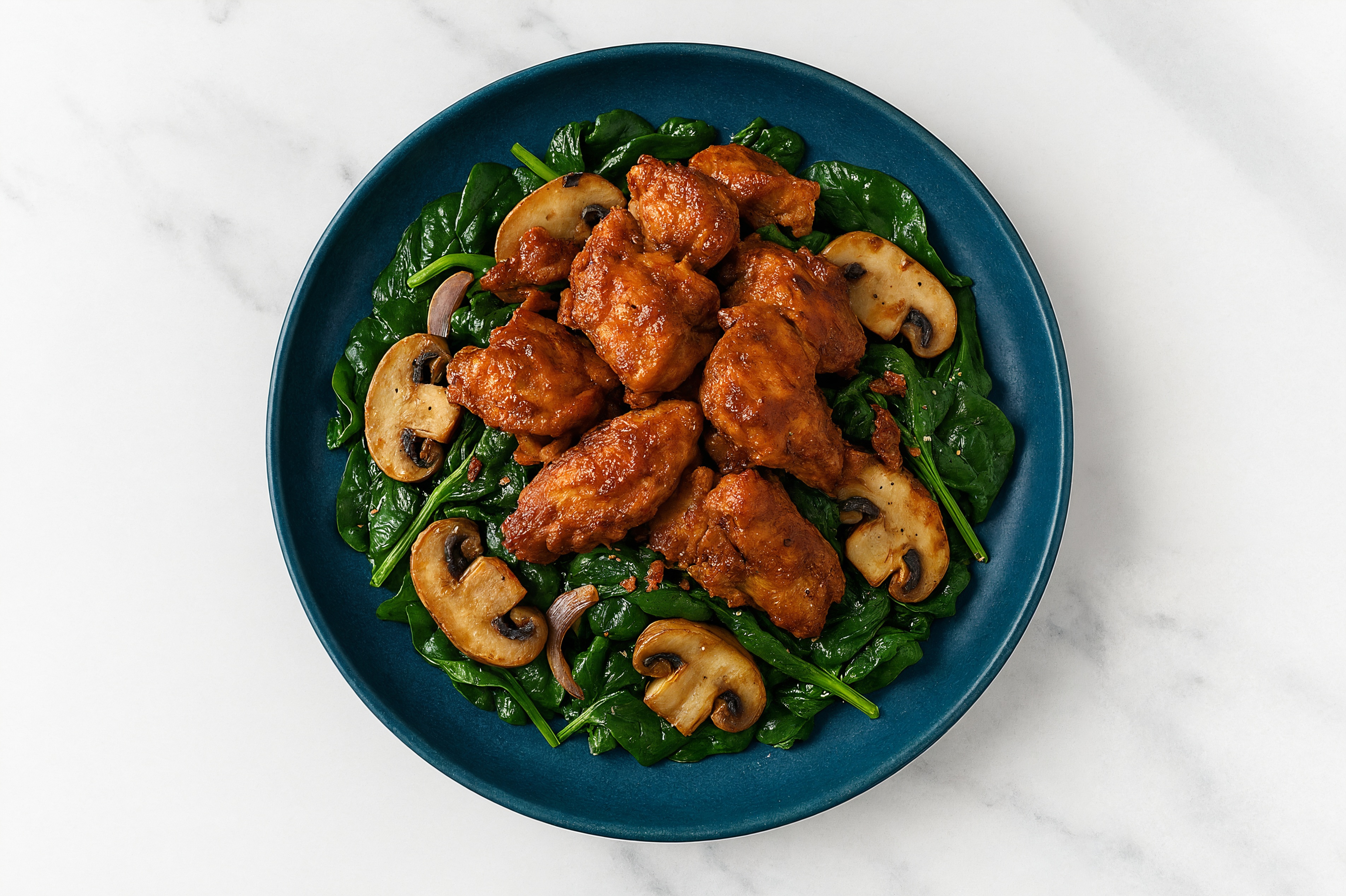 Tandoori Chicken + Mushroom Veggie Bowl with Baby Spinach