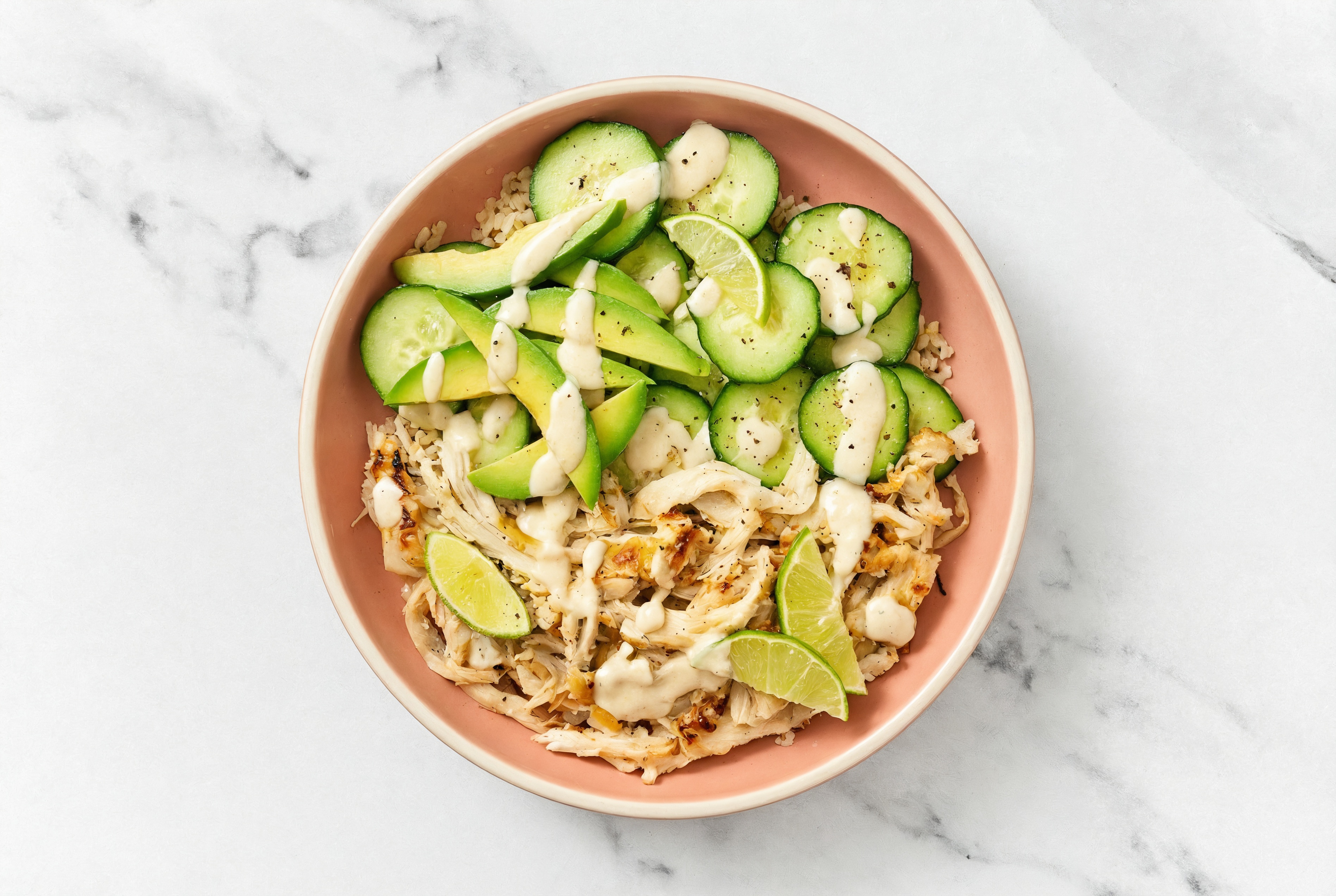 Chicken & Avocado Grain Bowl with Creamy Horseradish with Brown Rice