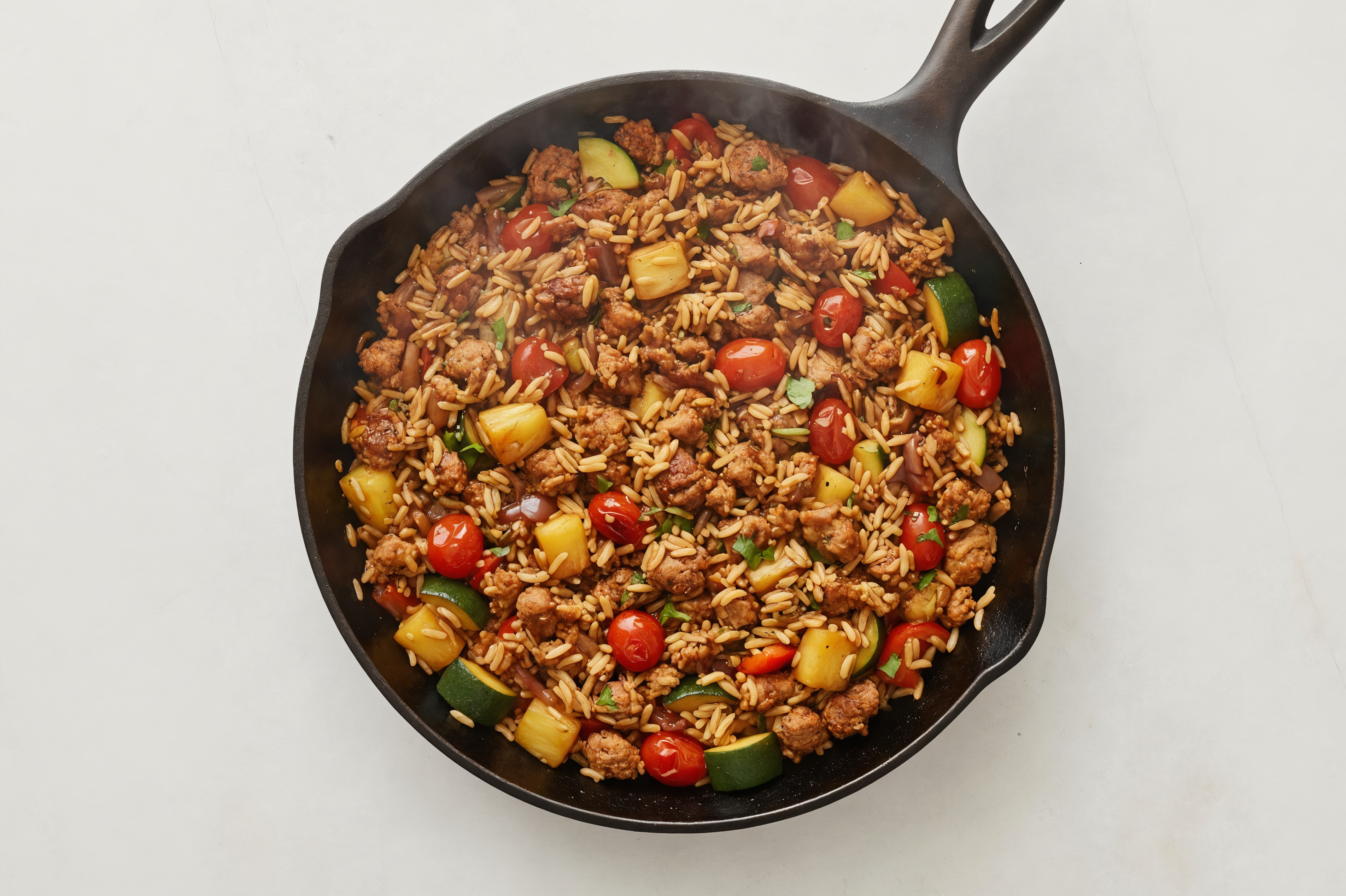 Teriyaki Squash + Ground Turkey Stir-Fry with Seasoned Jasmine Rice