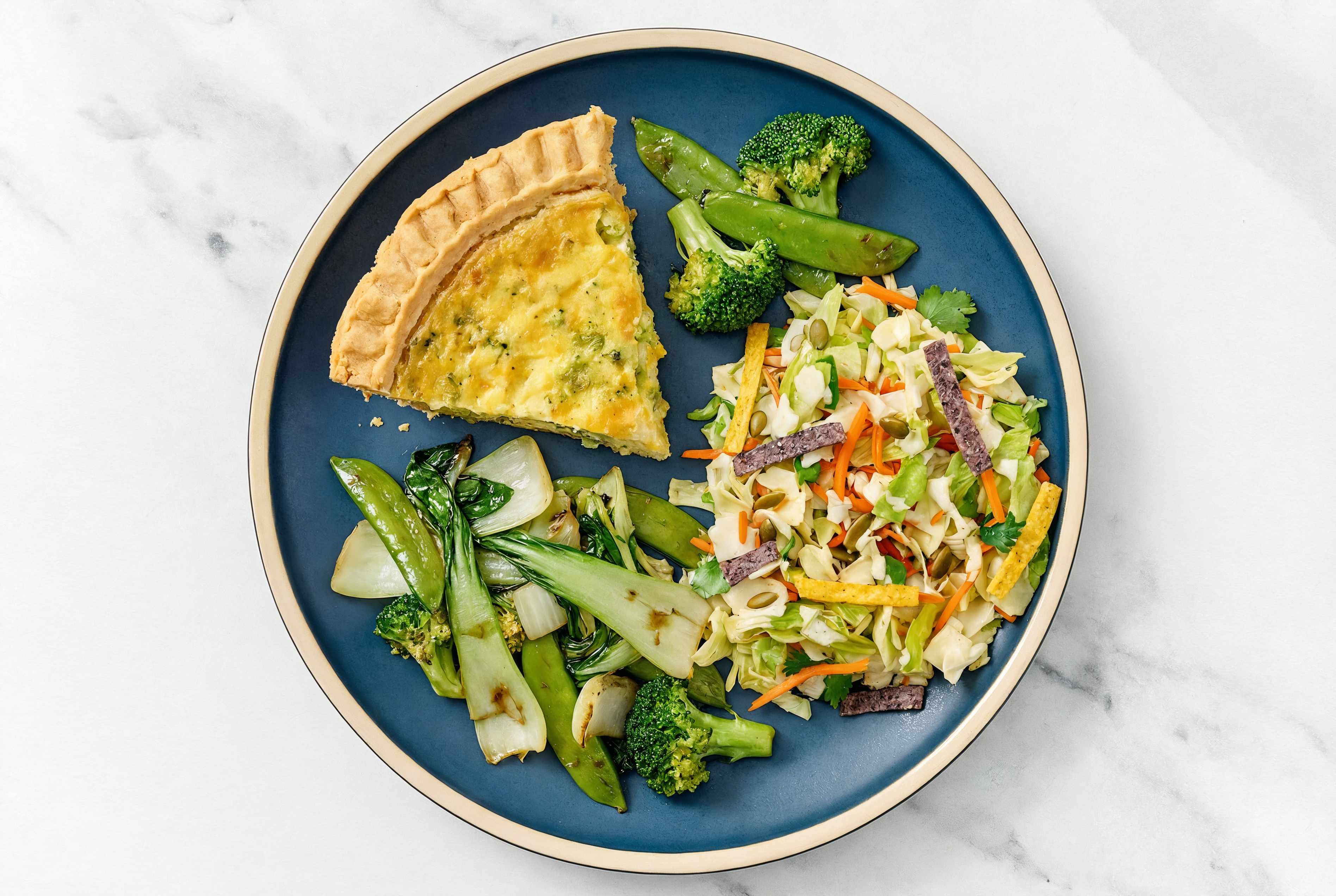 Broccoli & Cheddar Quiche with Bok Choy & Southwest Salad