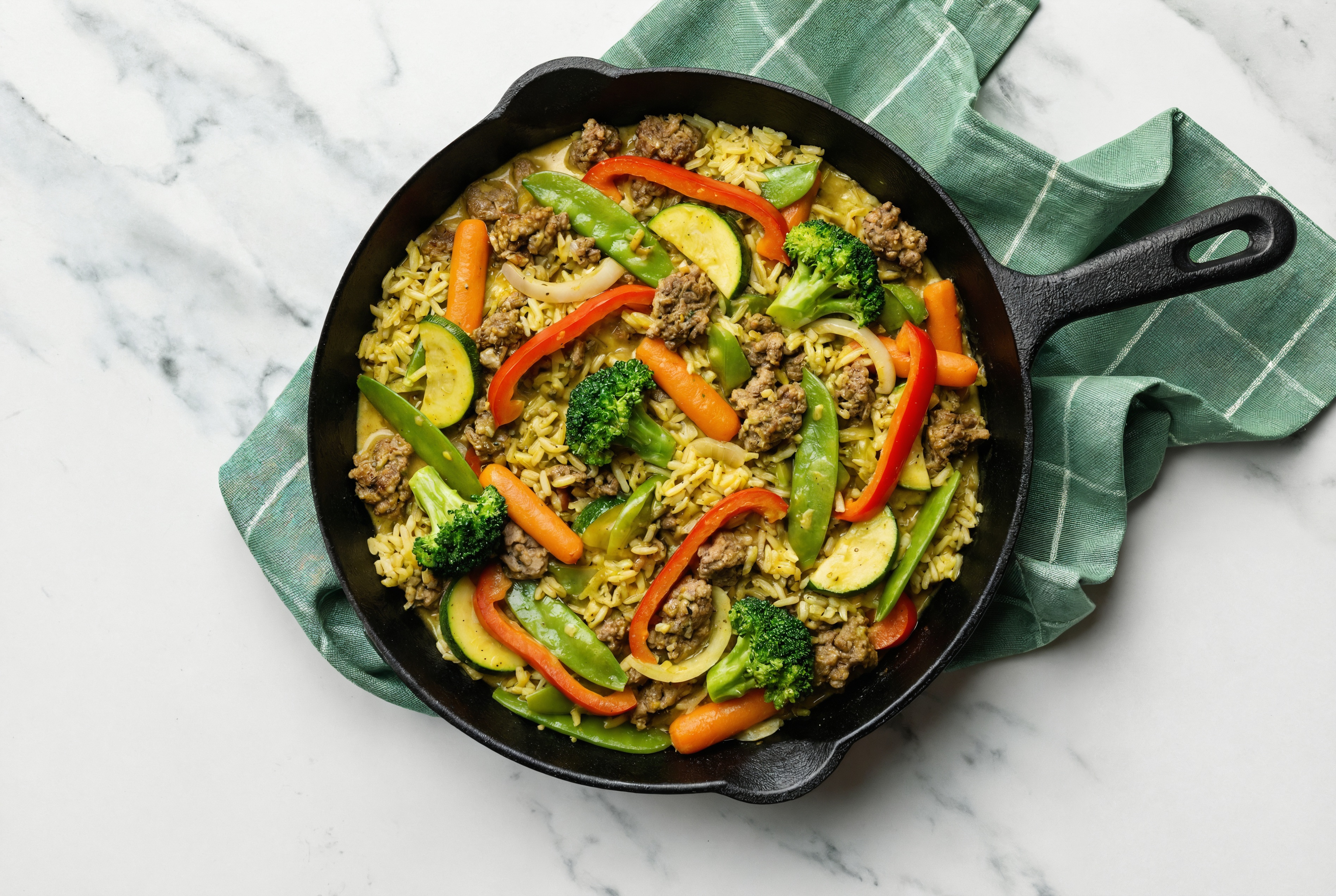 Curry Veggie + Ground Italian-Style Beef Stir-Fry