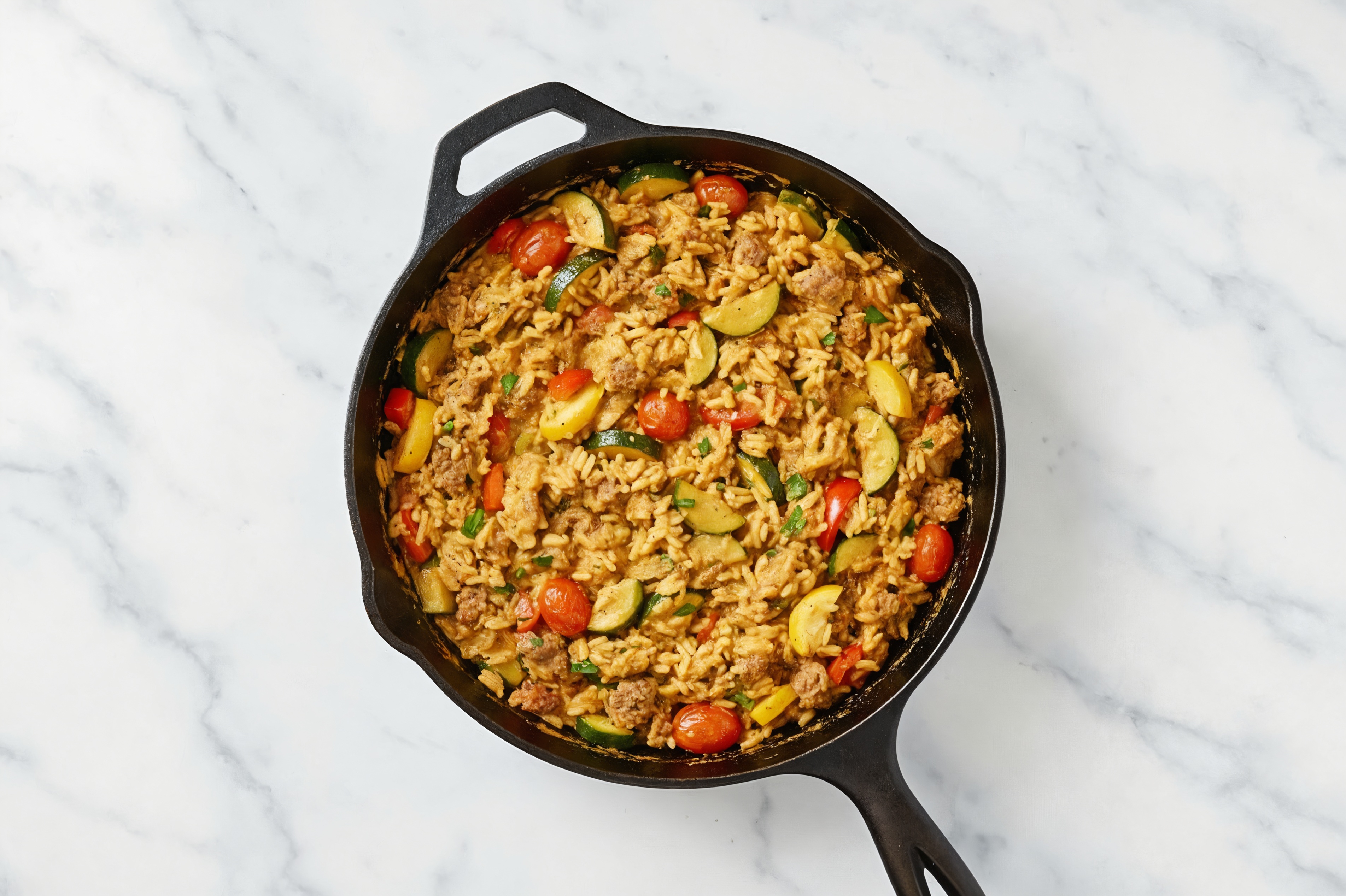 Herby Curry Squash + Ground Beef Patties Stir-Fry