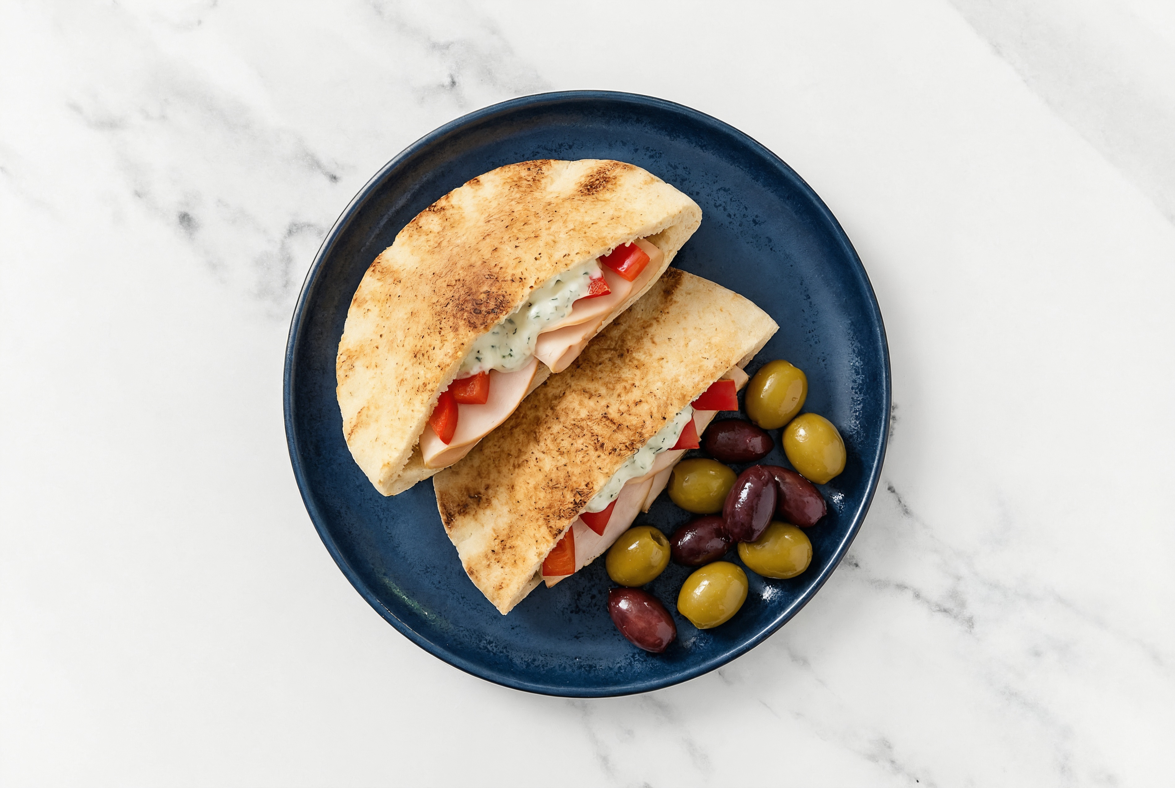 Roasted Chicken + Red Pepper Tzatziki Pitas with Traditional Pita