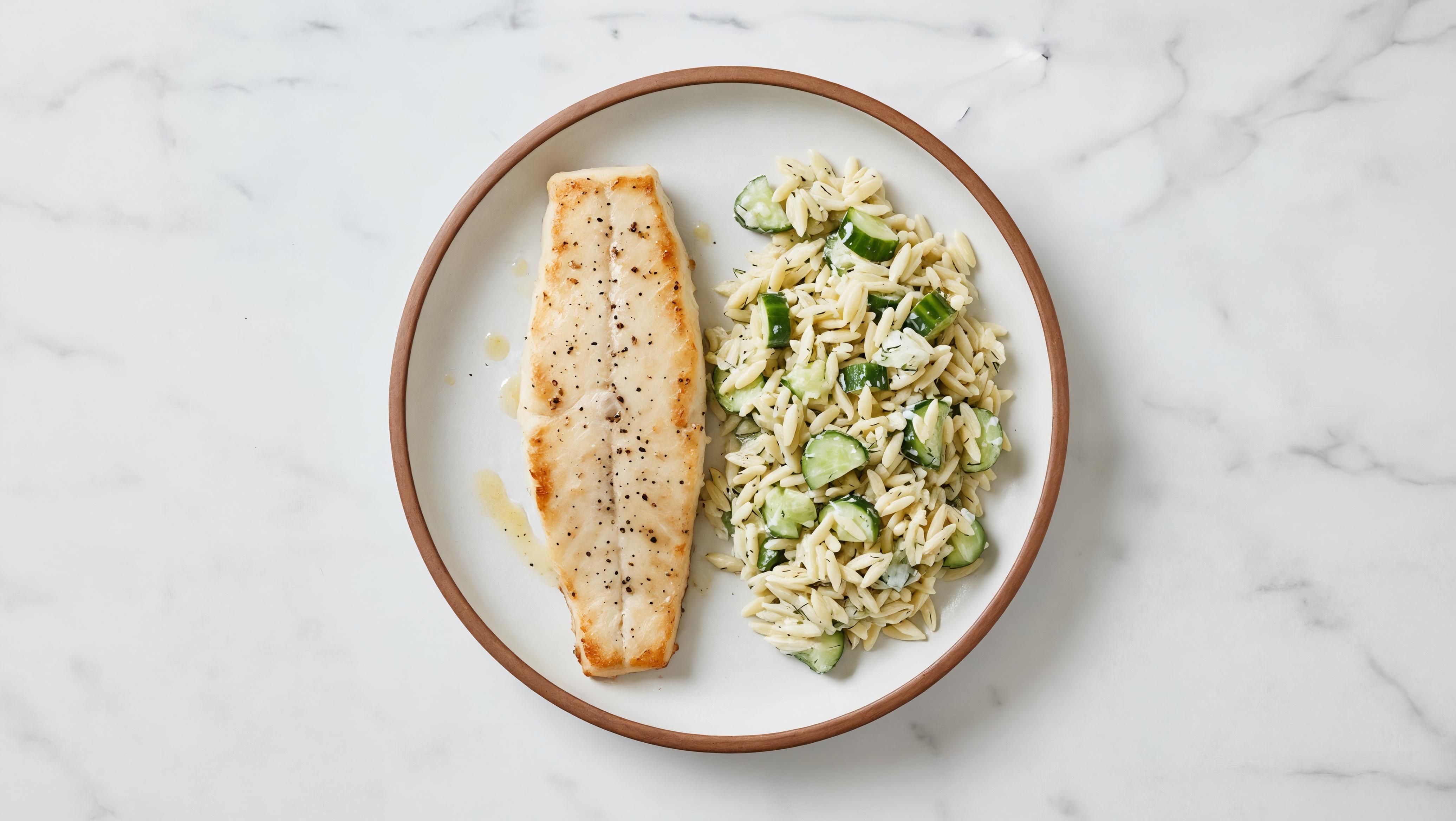 Seared Trout + Tzatziki Orzo