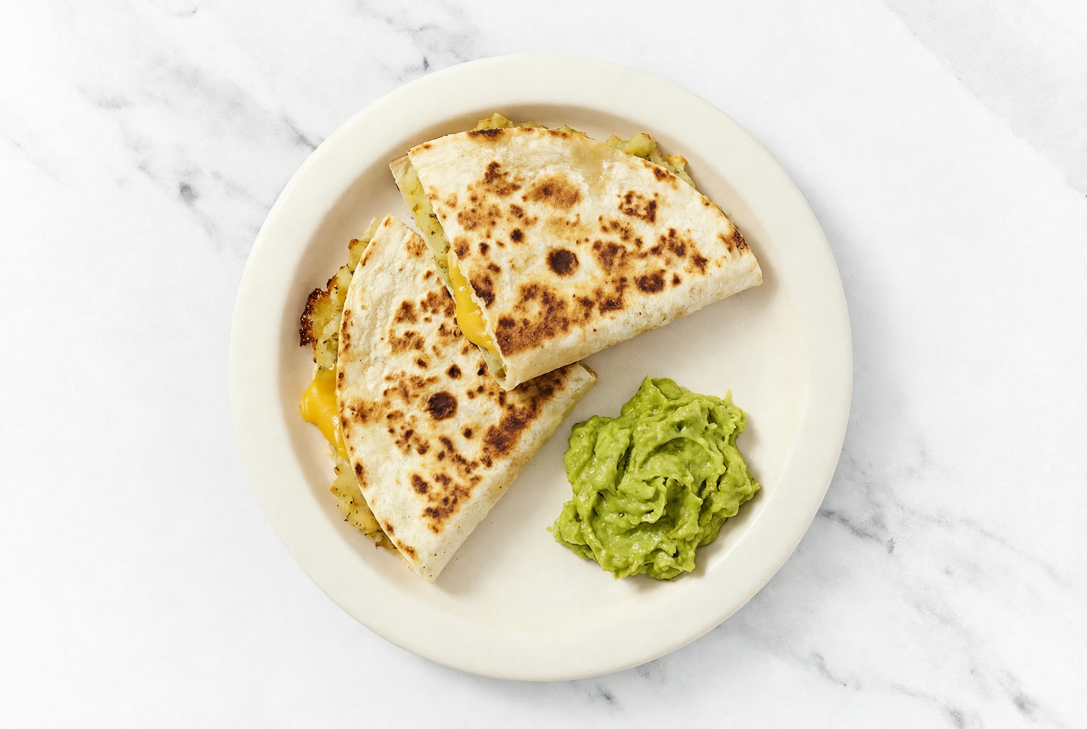 Crispy Potato Quesadilla with Guacamole