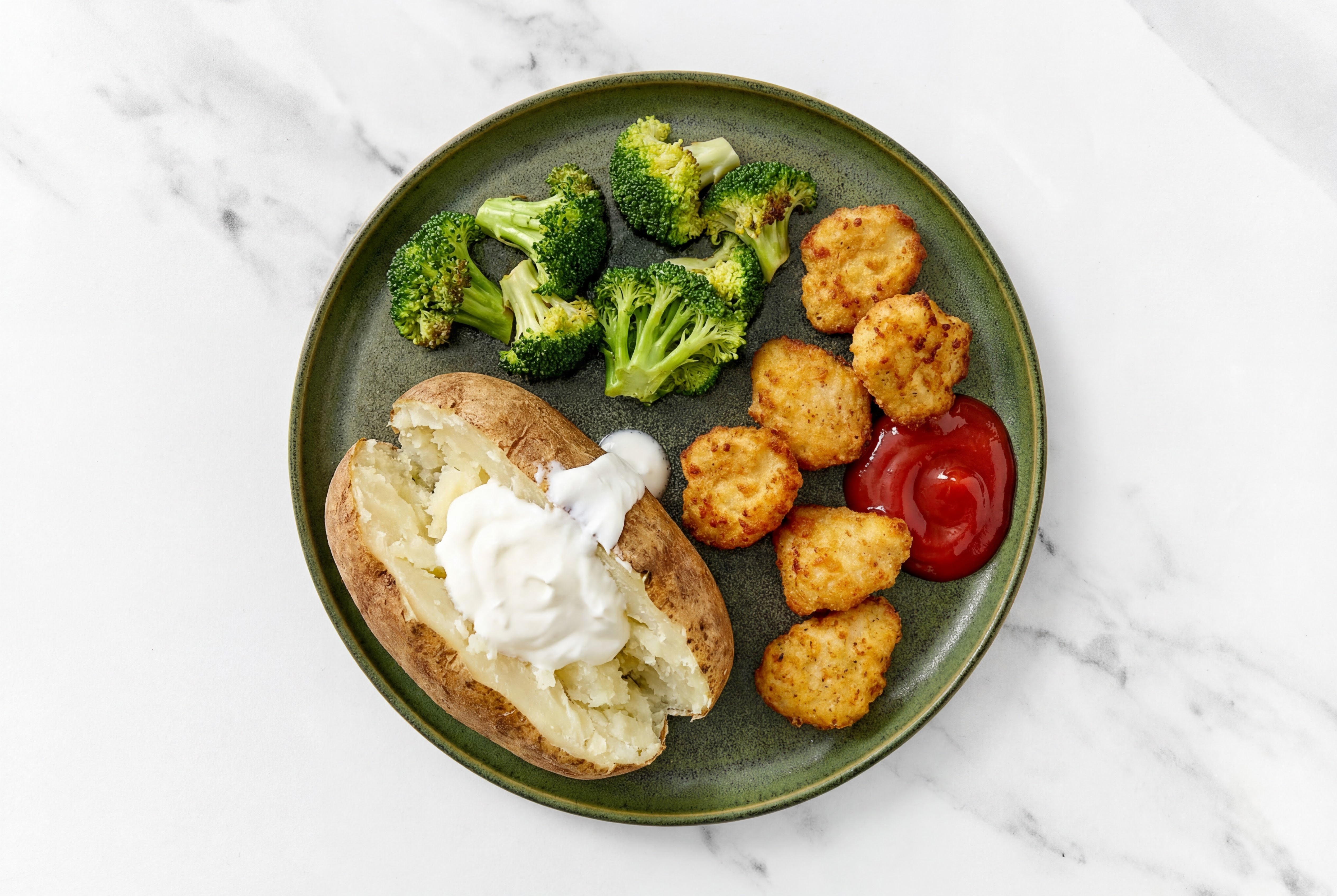 Chicken Nuggets with Sour Cream Potato with Broccoli Florets