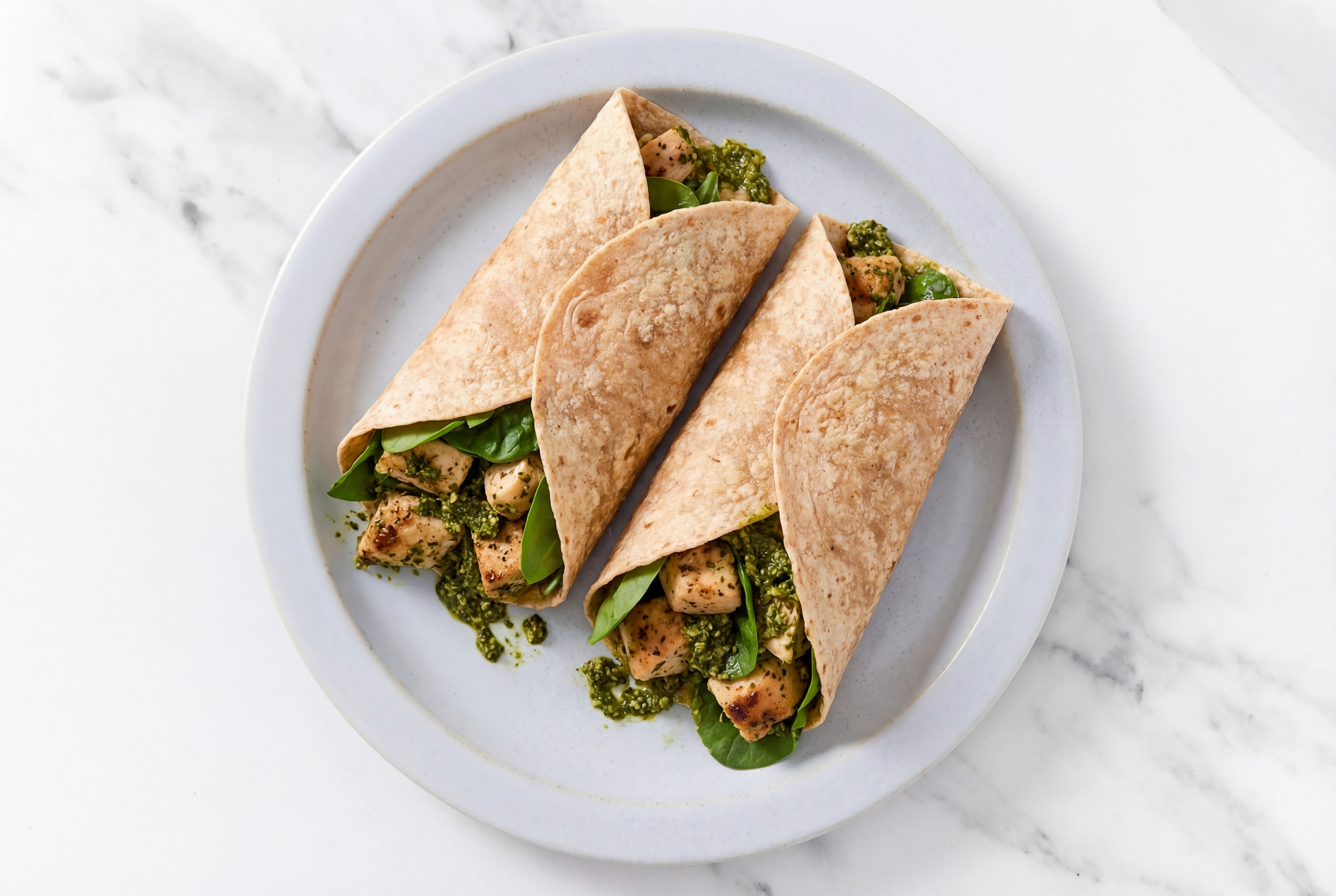 Whole Wheat Chicken Wrap with Kale Spinach Pesto