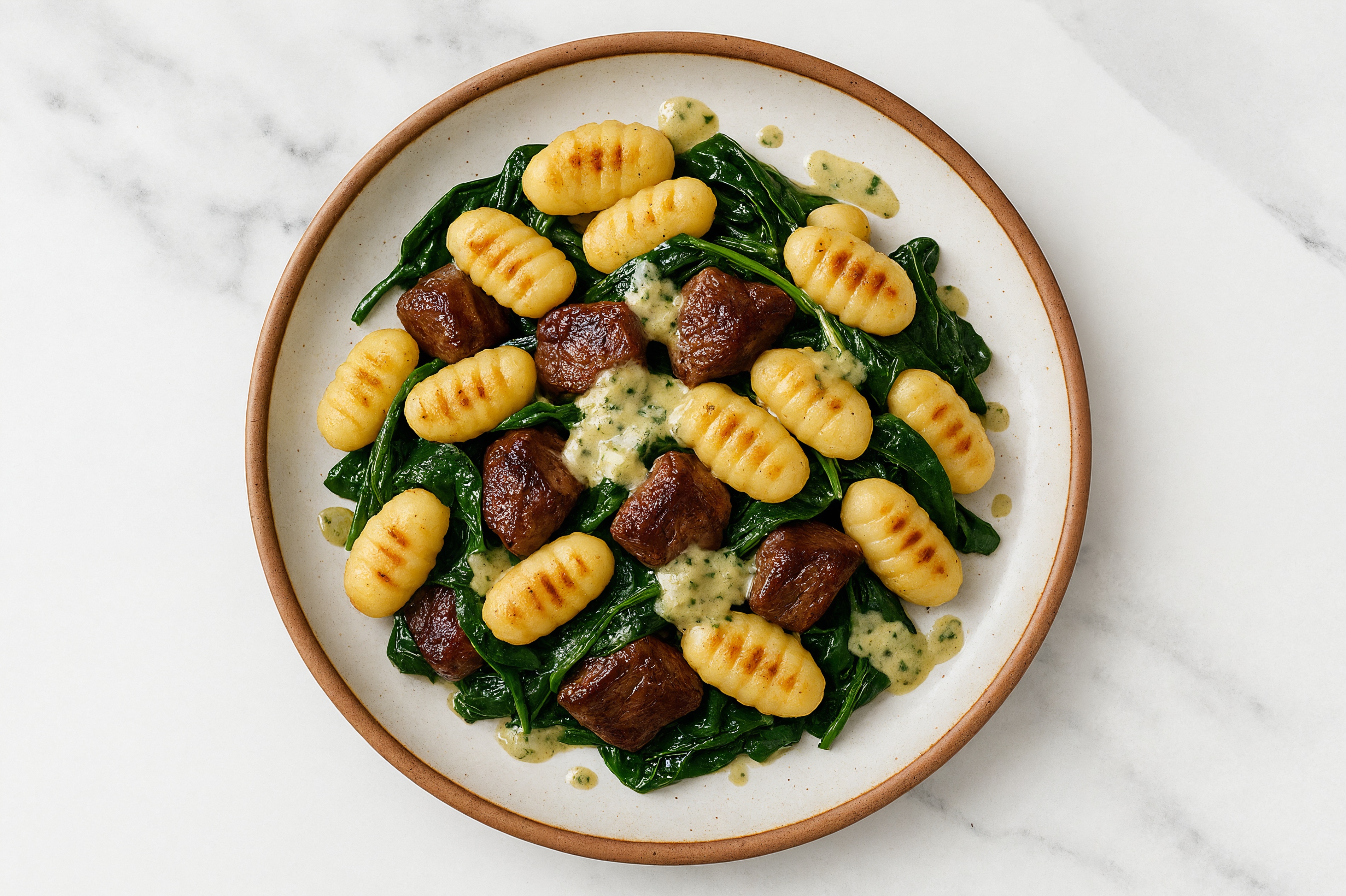 Spinach Artichoke Gnocchi with Lamb & Spinach