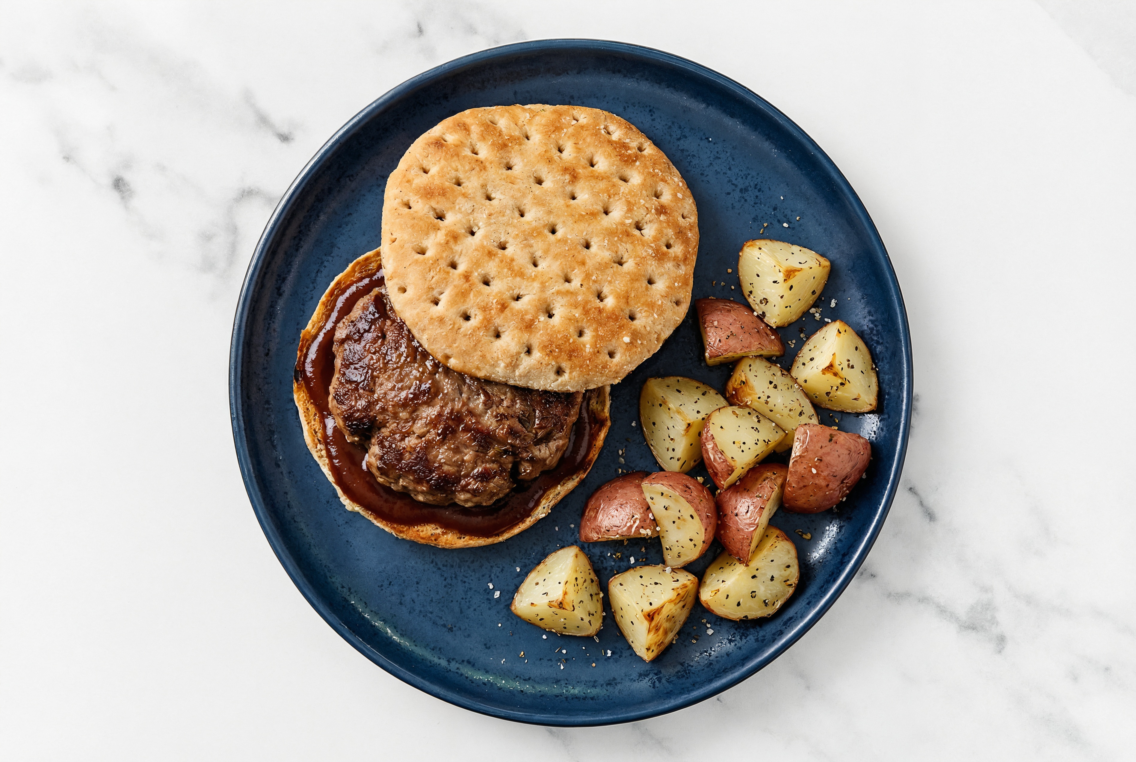 Rustic BBQ Brisket Burger with Red Potatoes