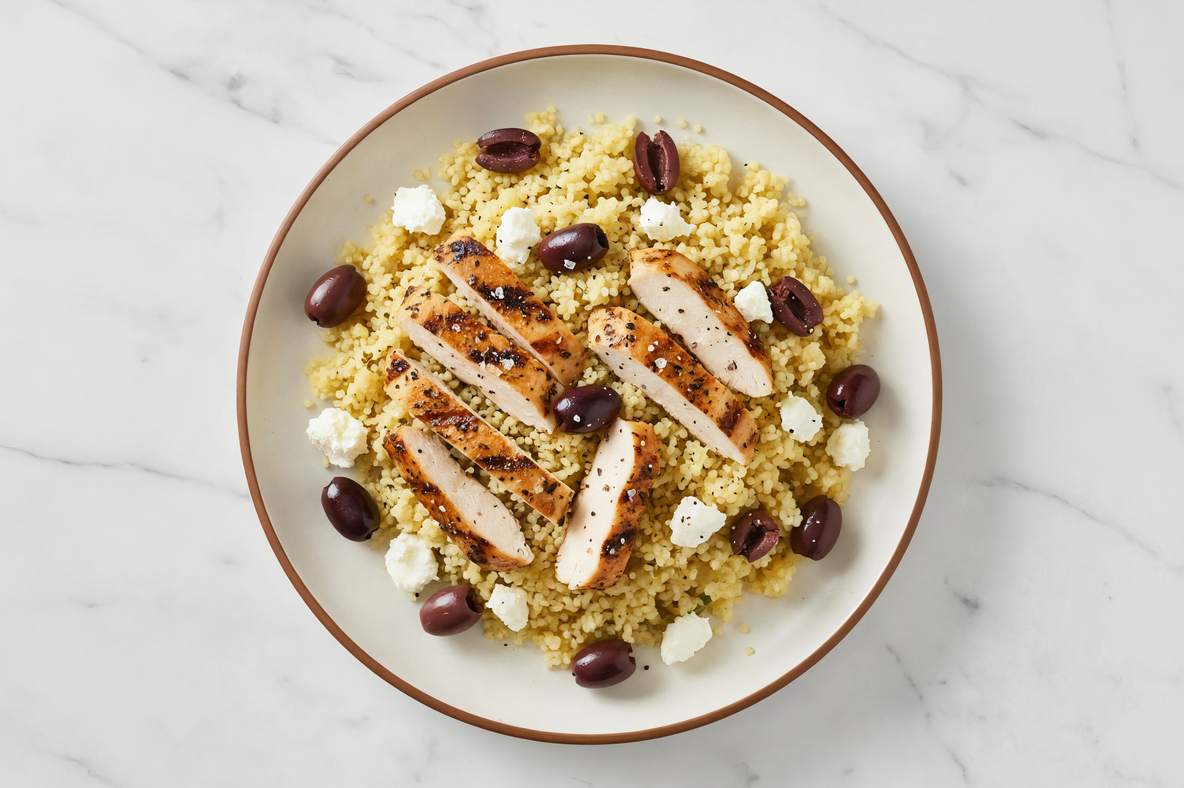 Cheesy Mediterranean Grilled Chicken Breast Couscous Salad