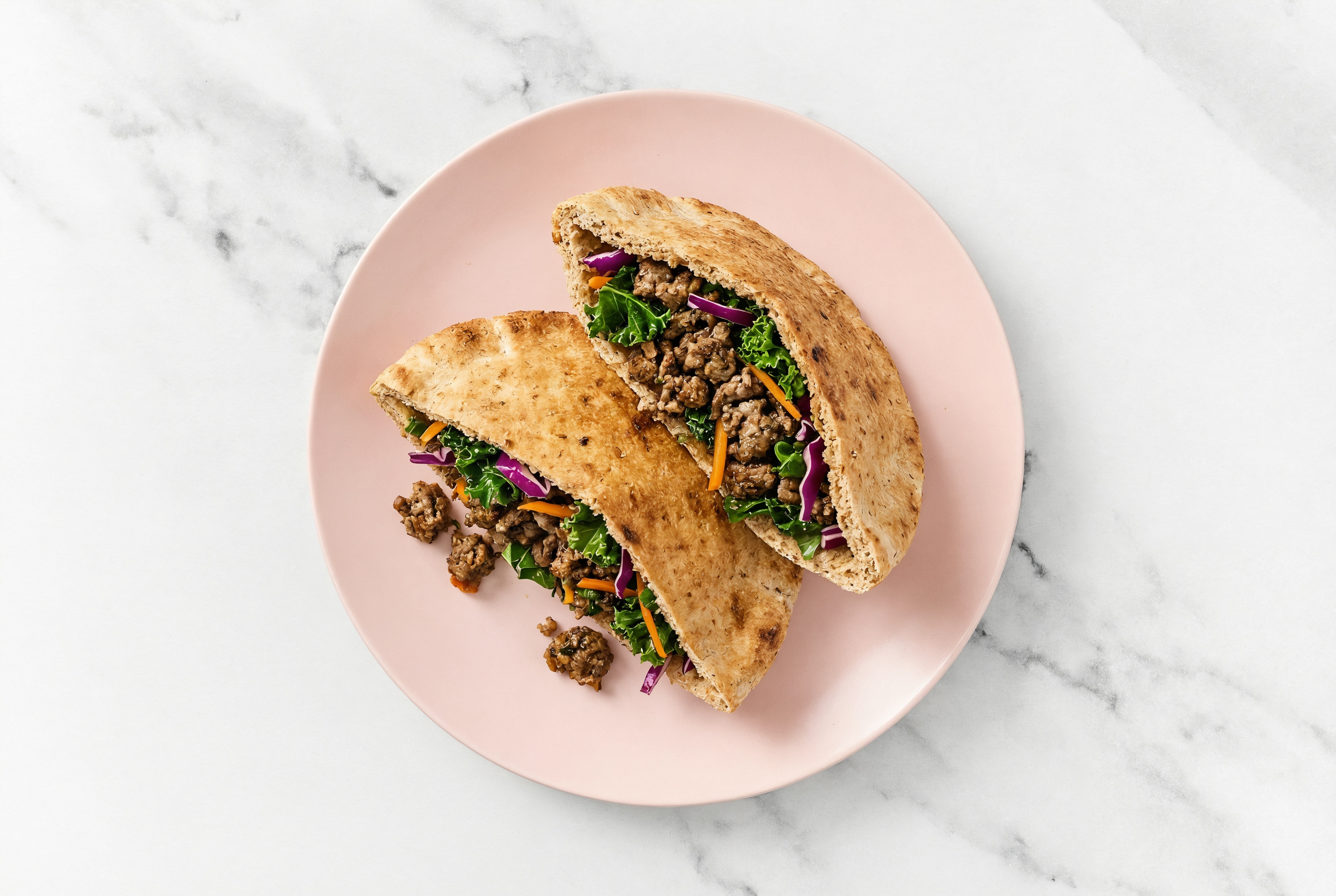 Garlicky Ground Italian-Style Beef Whole Grain Pita Pockets Pocket