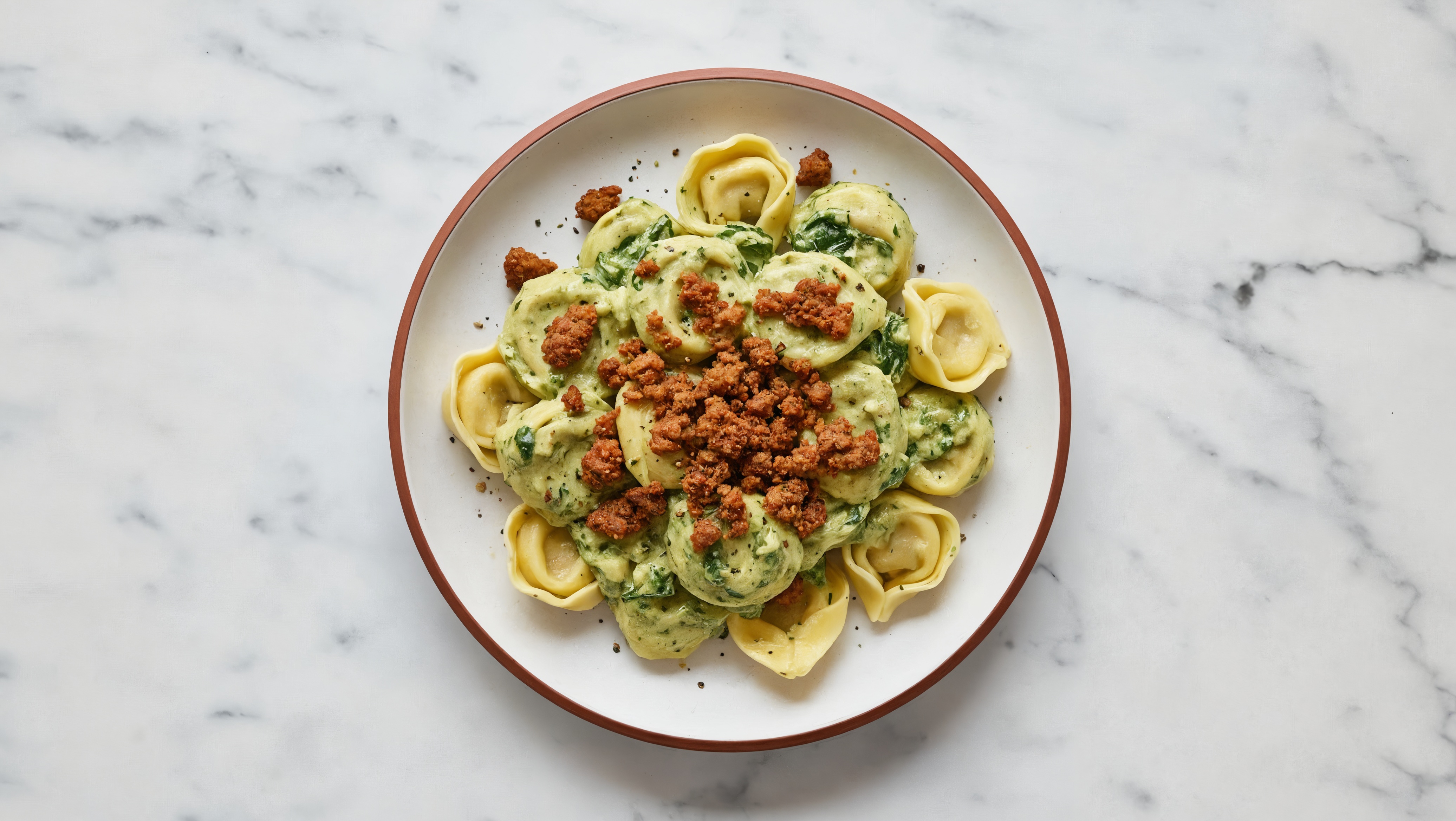 Spinach Artichoke Tortelloni with "Chorizo"
