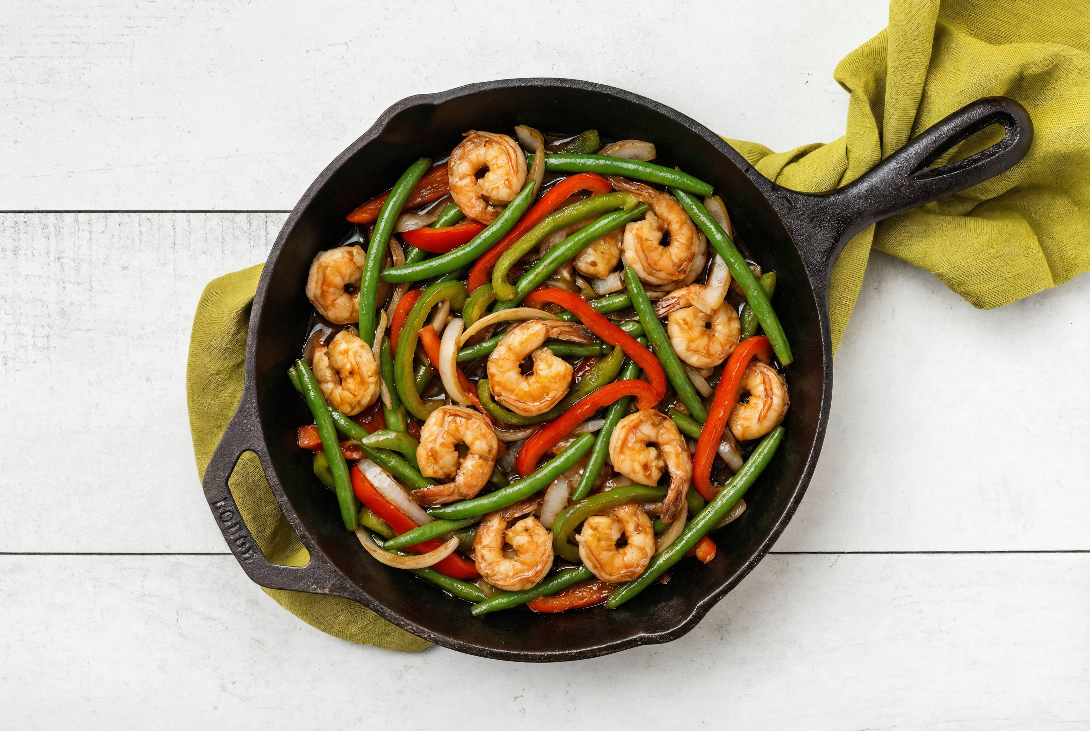 Japanese BBQ Shrimp Stir-Fry with Green Beans & Peppers
