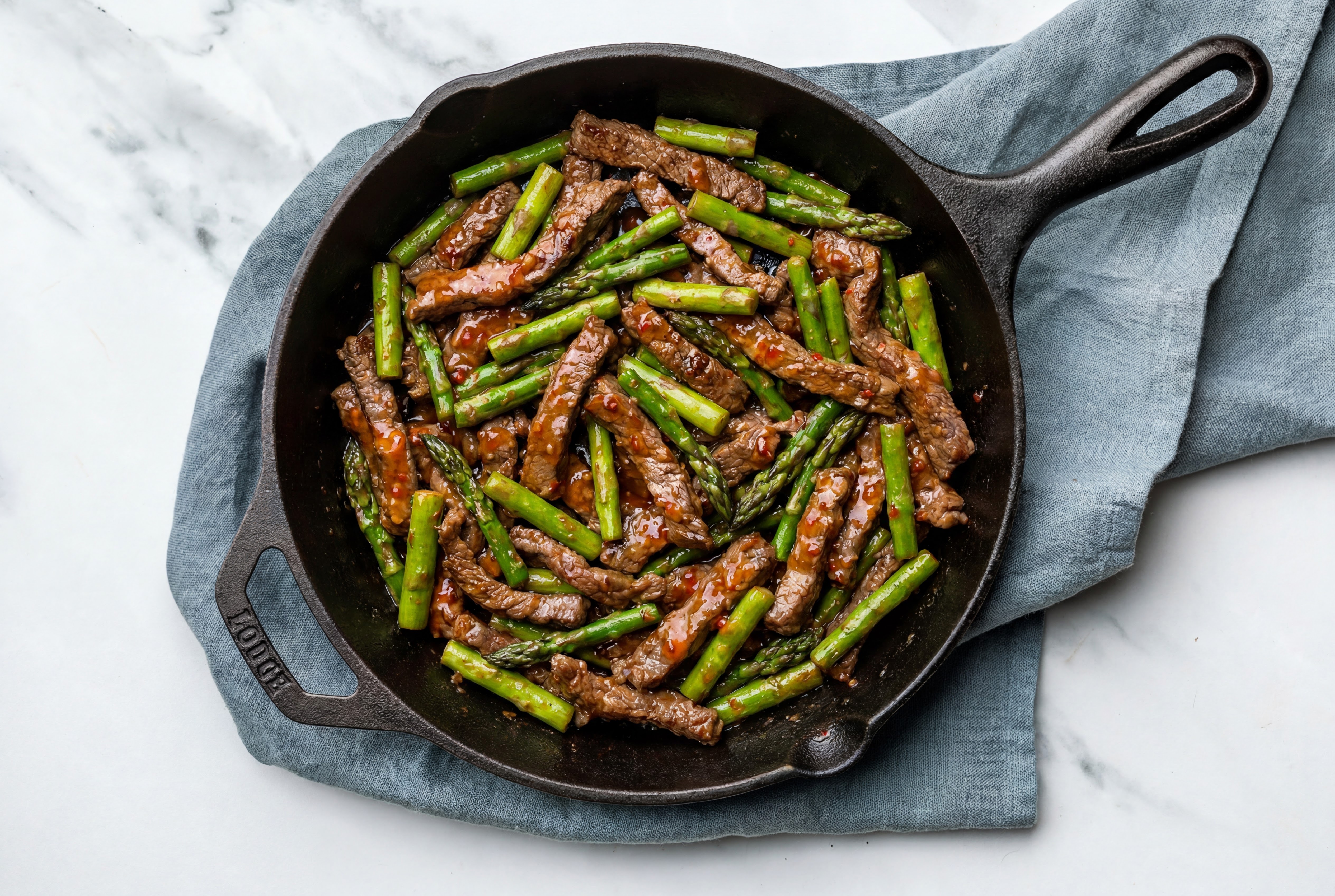 Sweet Chili Beef Strip Stir-Fry with Asparagus