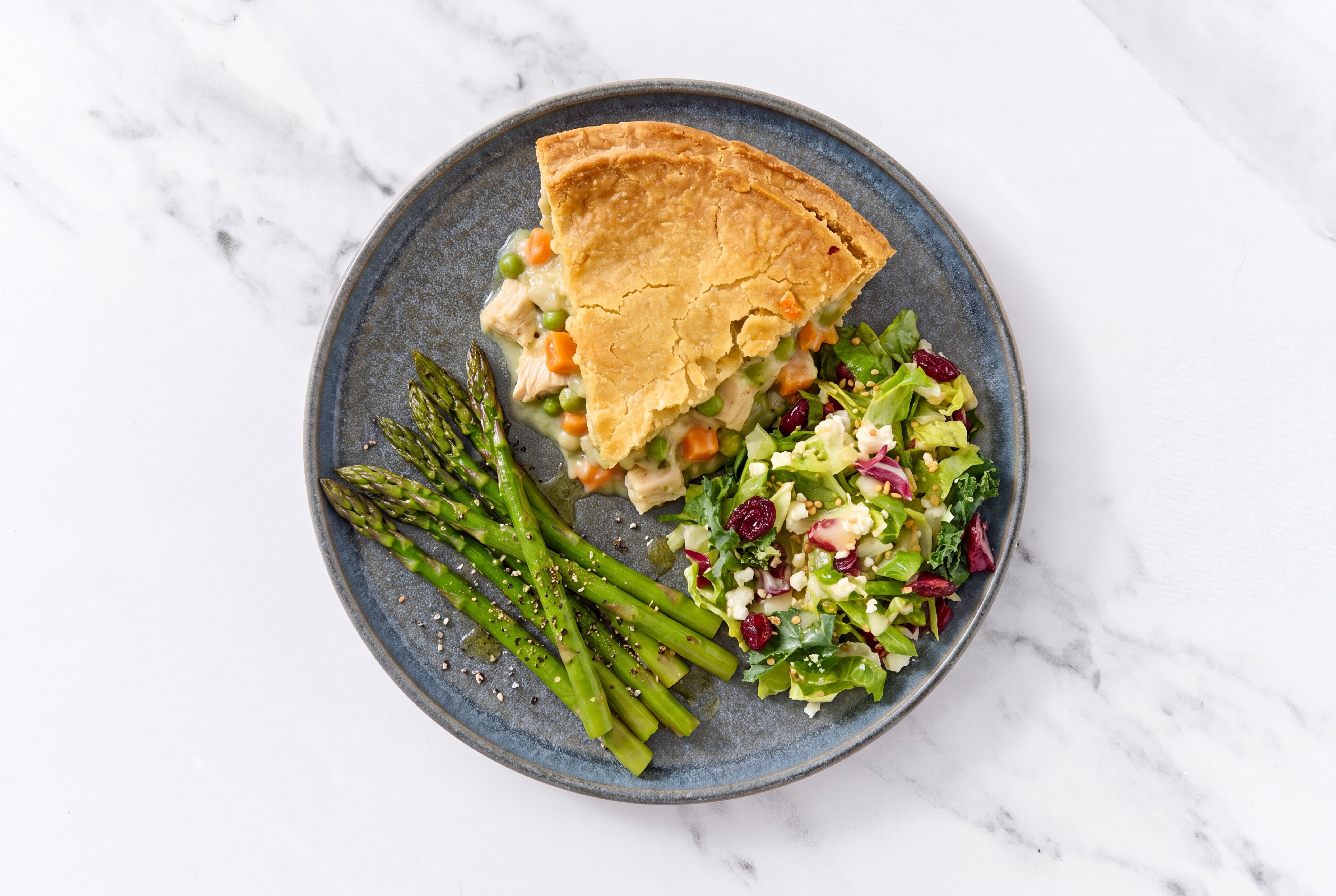 Chicken Pot Pie with Asparagus & Honey Citrus Salad
