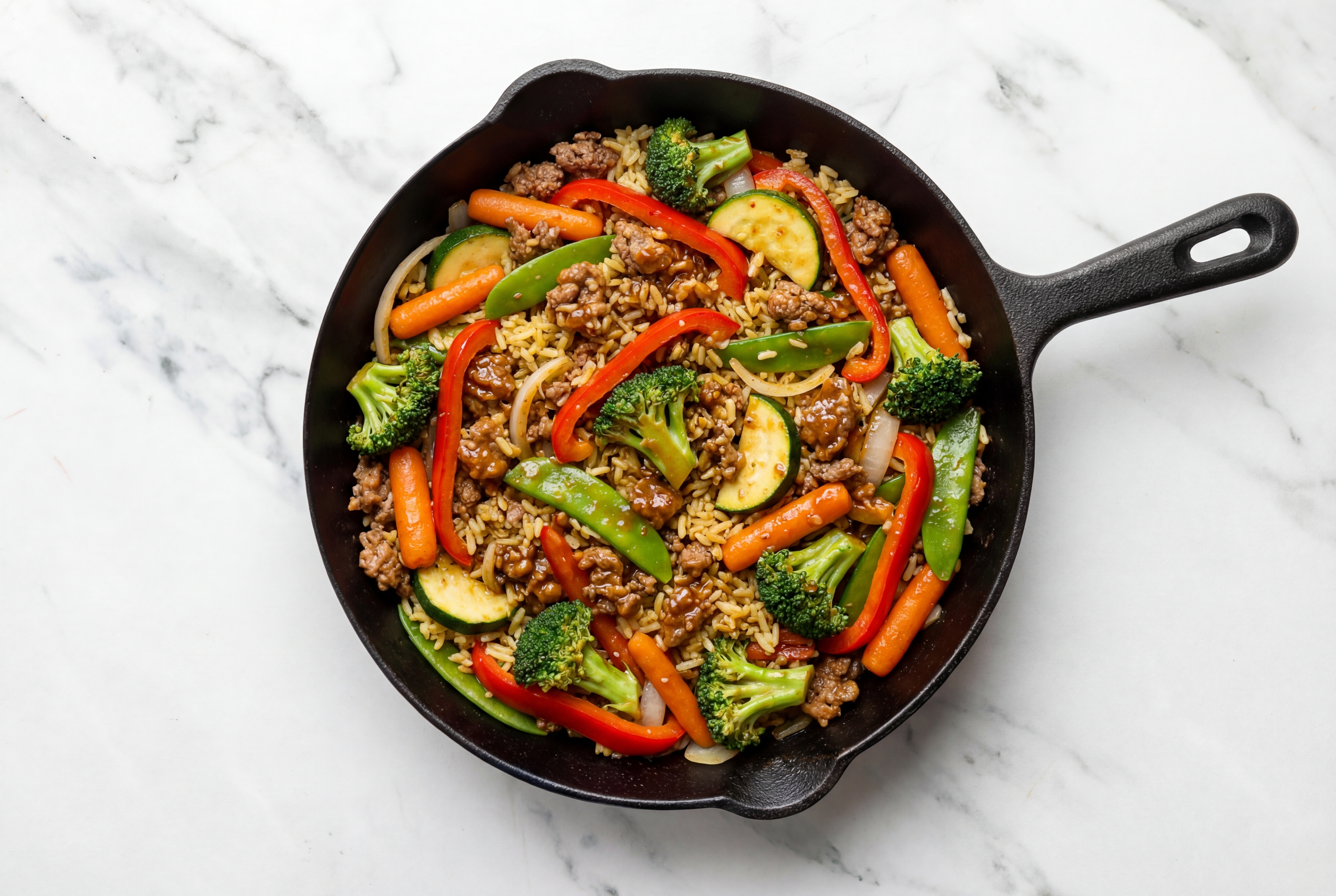 Sesame Ginger Veggie + Ground Italian-Style Beef Stir-Fry