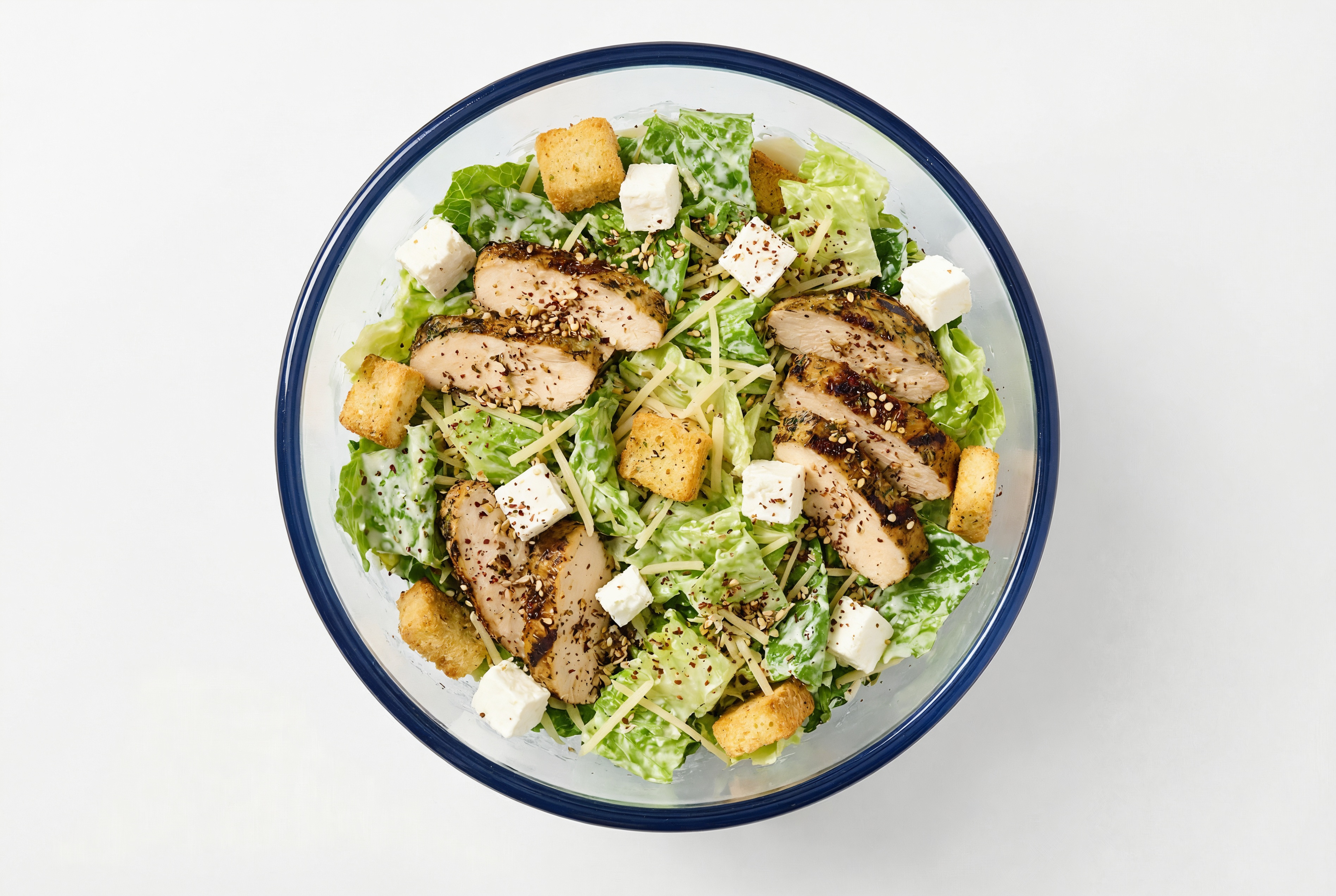 Mediterranean Grilled Breast Za'atar Caesar Chicken Salad with Feta