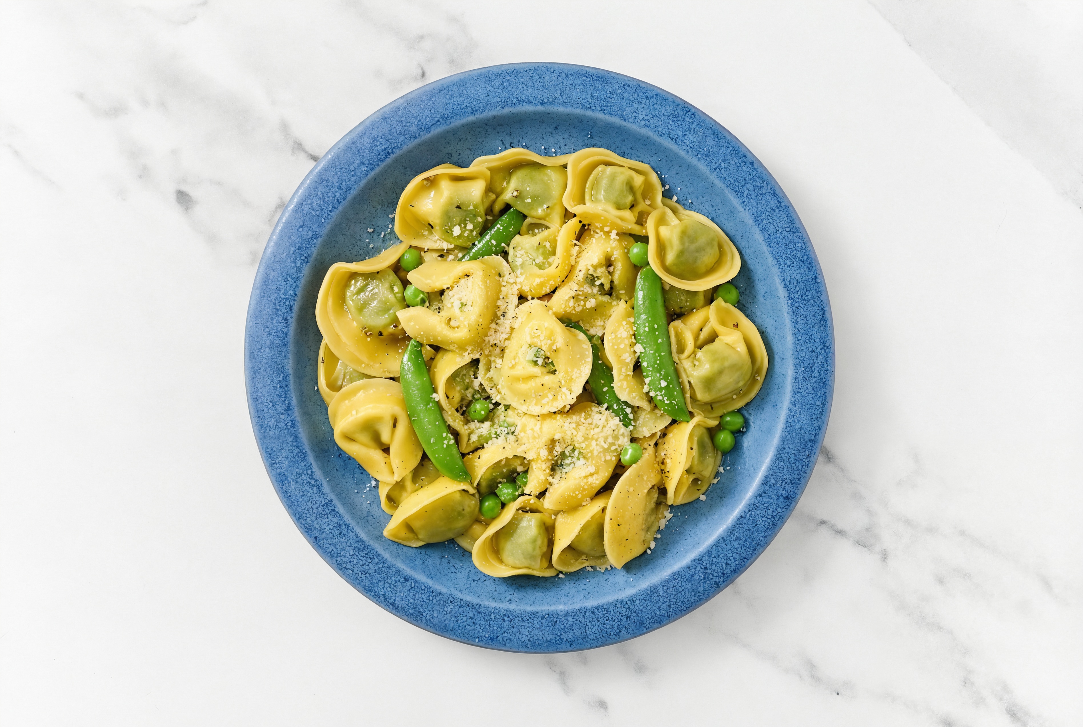 One-pot lemon Pepper Pea + Parmesan Tortellini