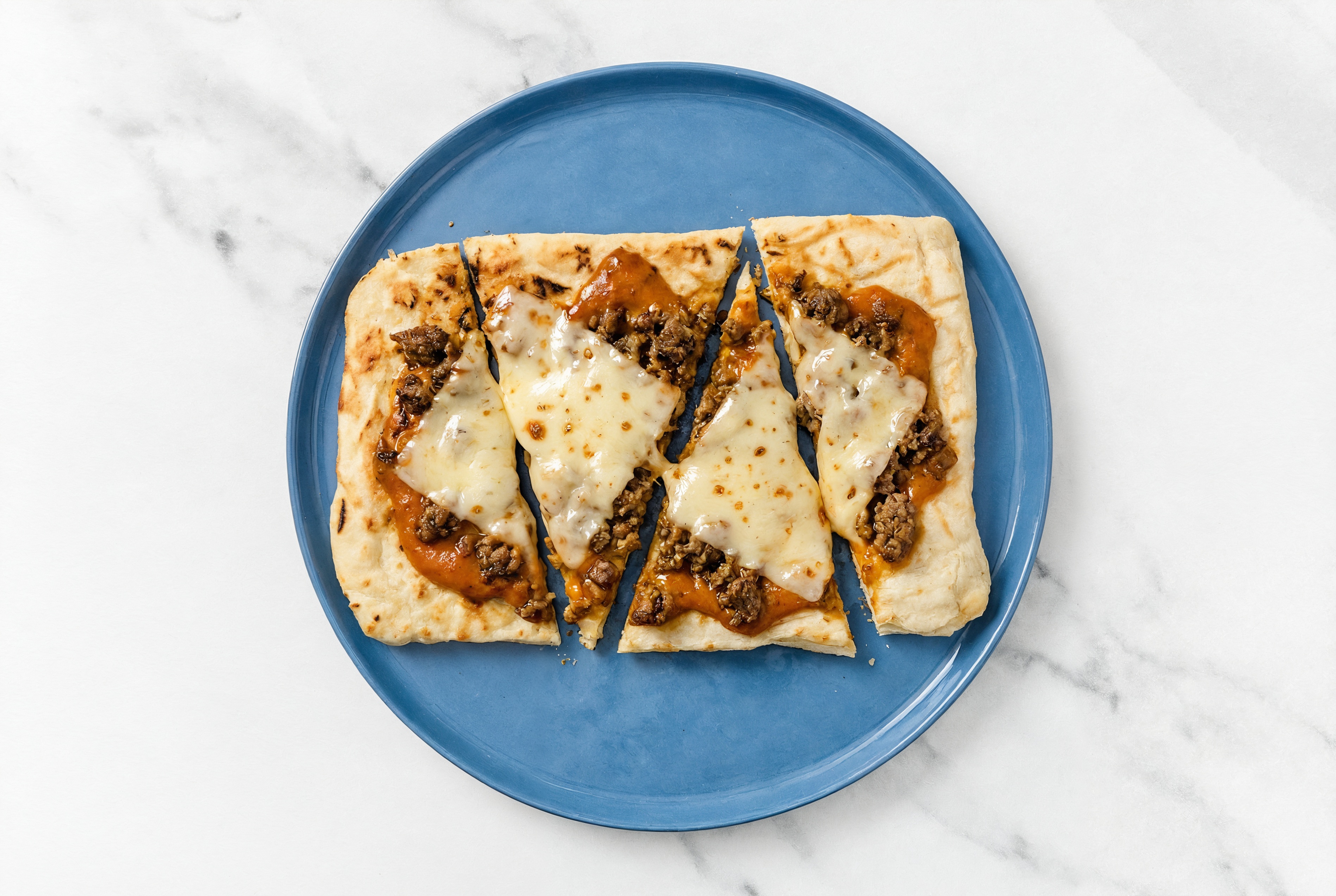 Spiced Tikka Ground Italian-Style Beef Grilled Pizza with Mild Havarti