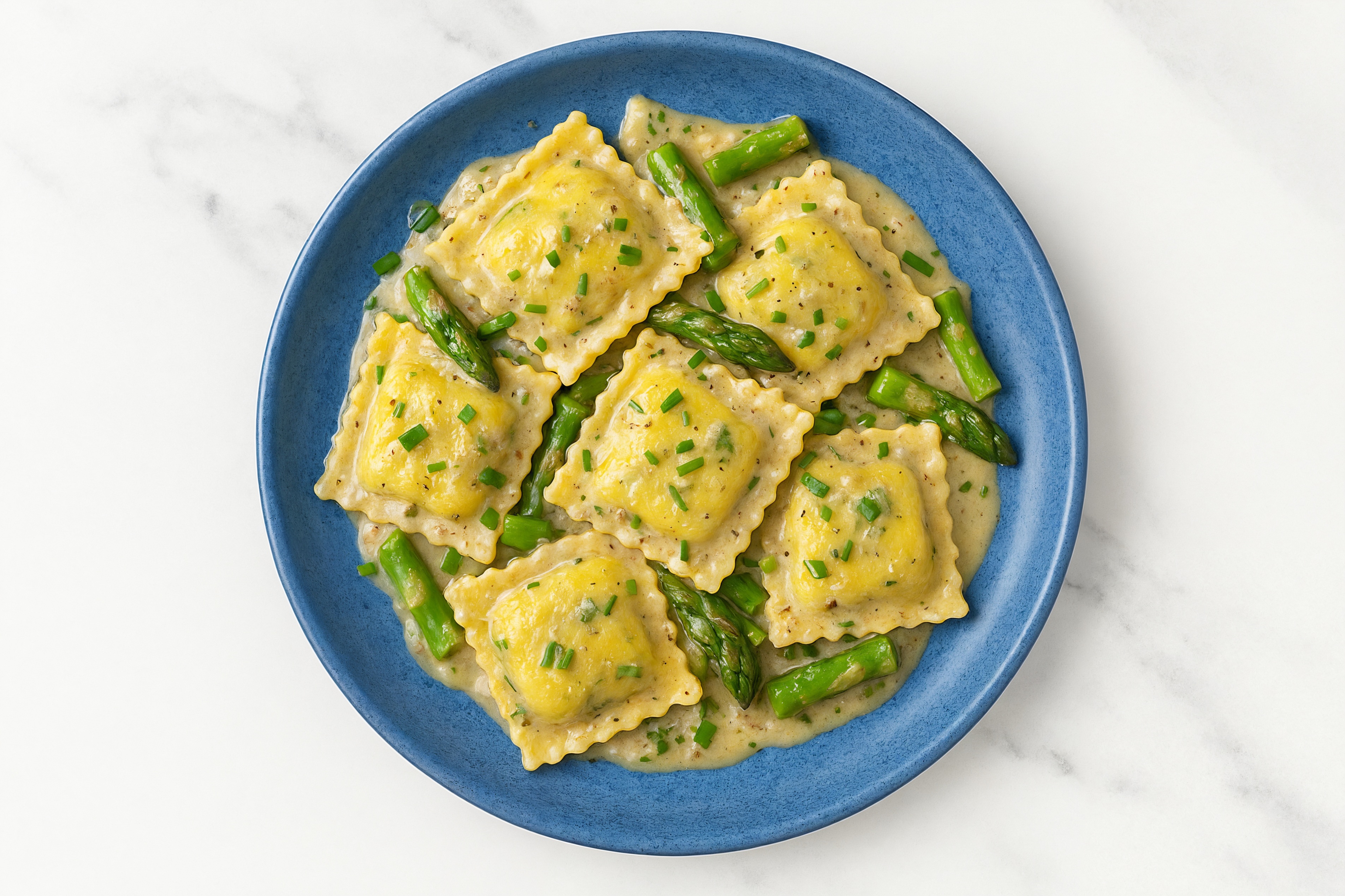 Creamy Rosemary Mushroom Truffle Sauce Lemon Asparagus Ricotta Ravioli