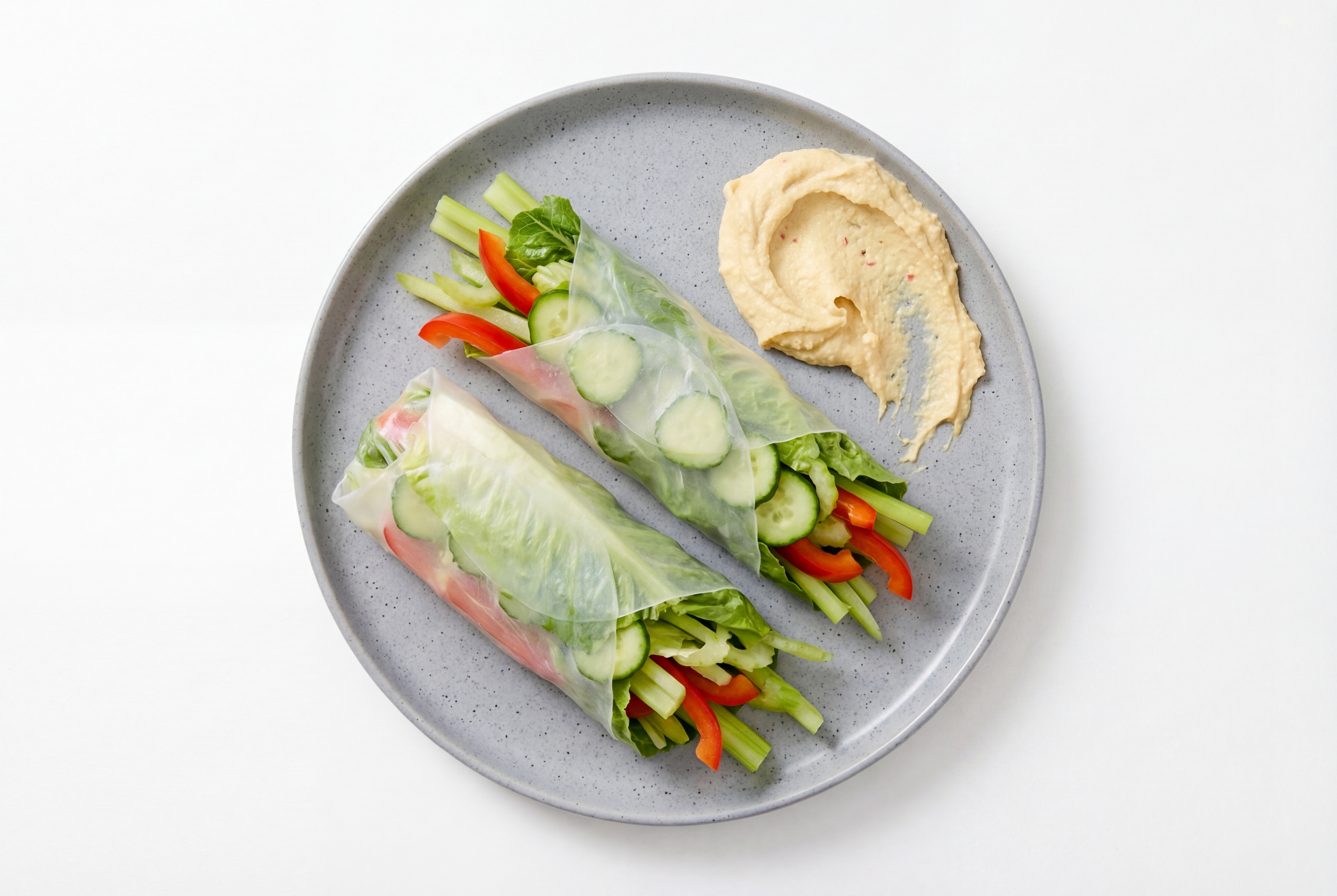 Savory  Lemon Garlic Hummus + Veggie Summer Rolls