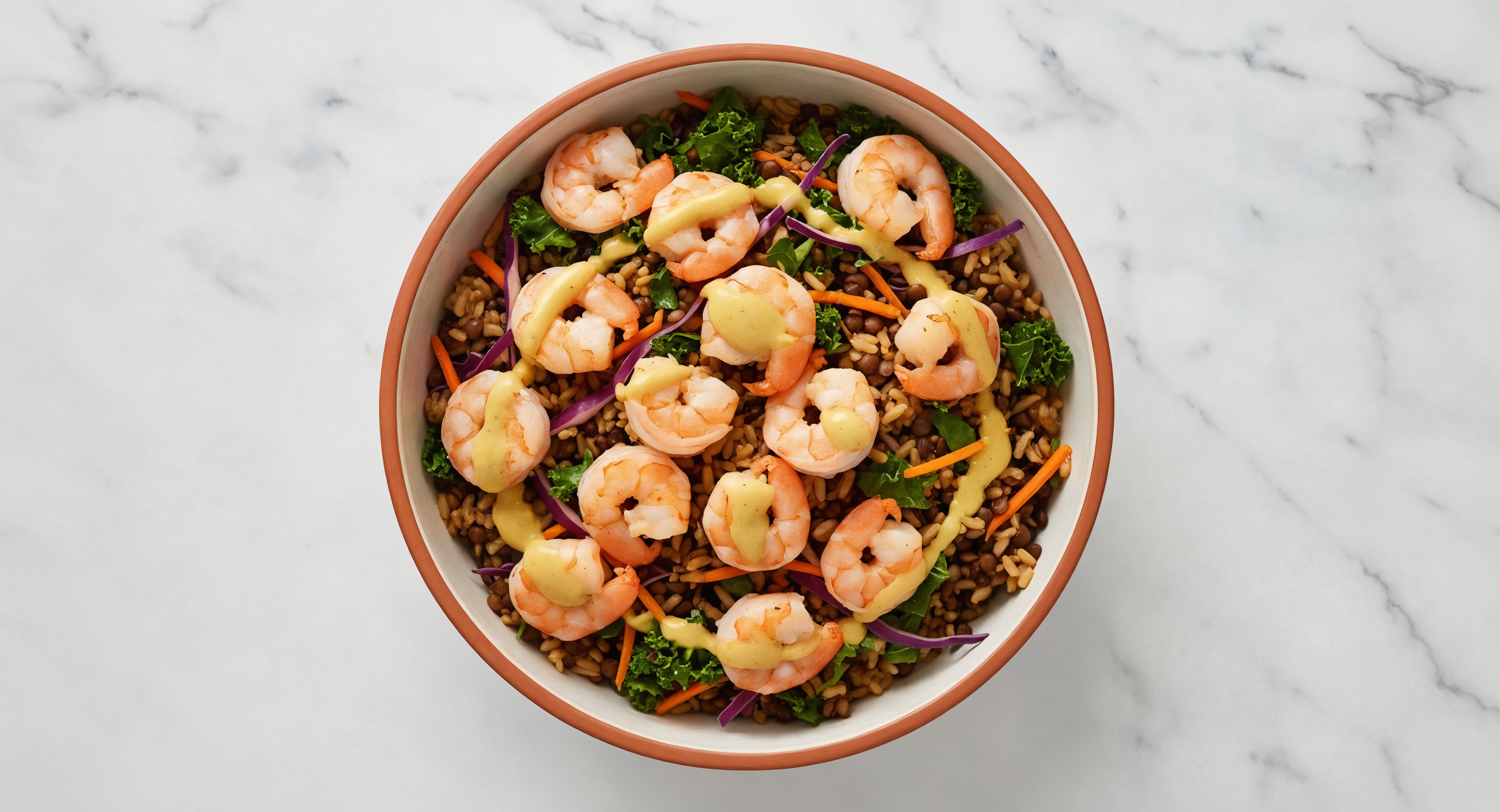 Honey Mustard Medium Cooked Shrimp Rainbow Protein Bowl