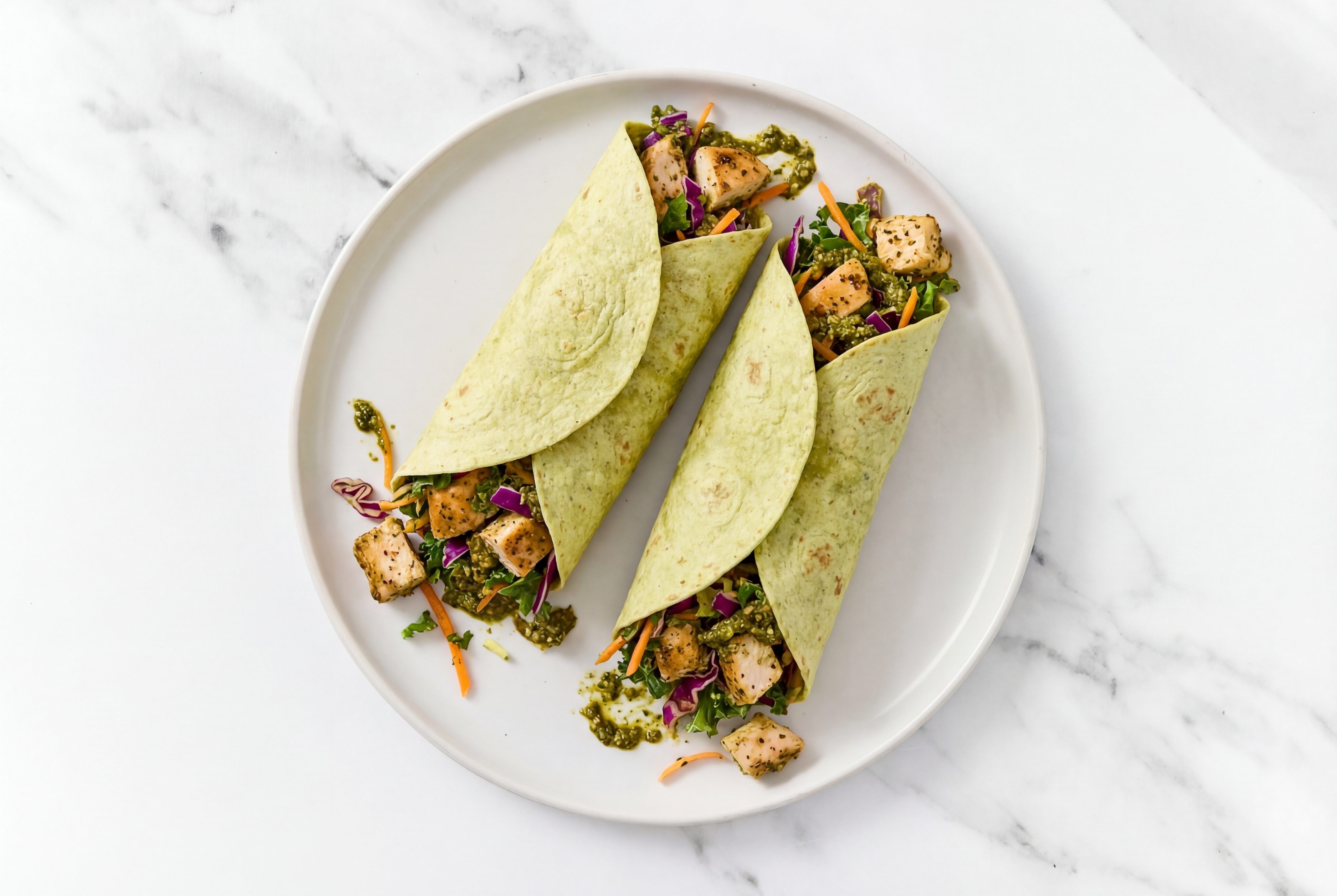 Spinach Chicken Wrap with Kale Spinach Pesto