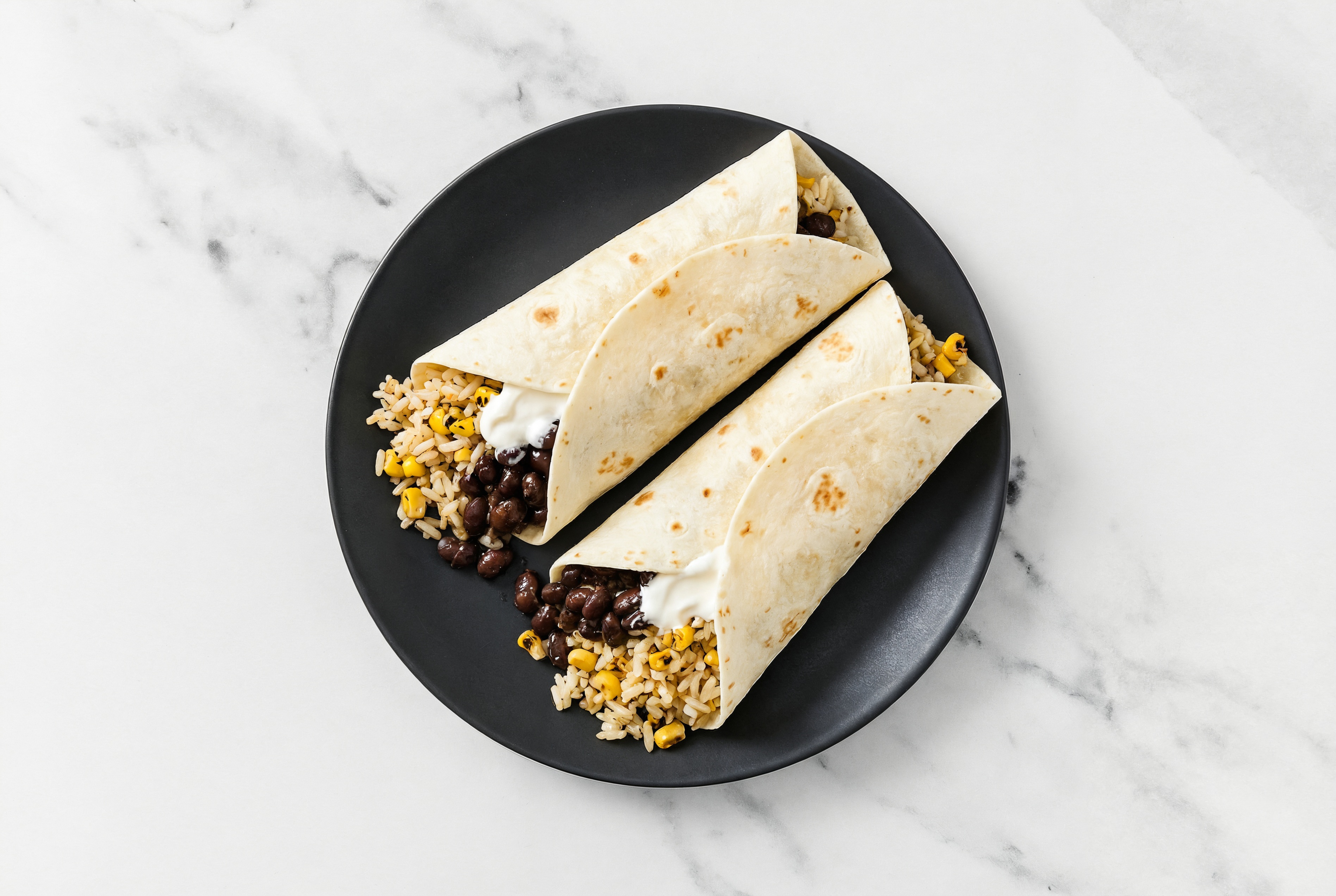 Herby Creamy Street Corn + Black Bean Wraps