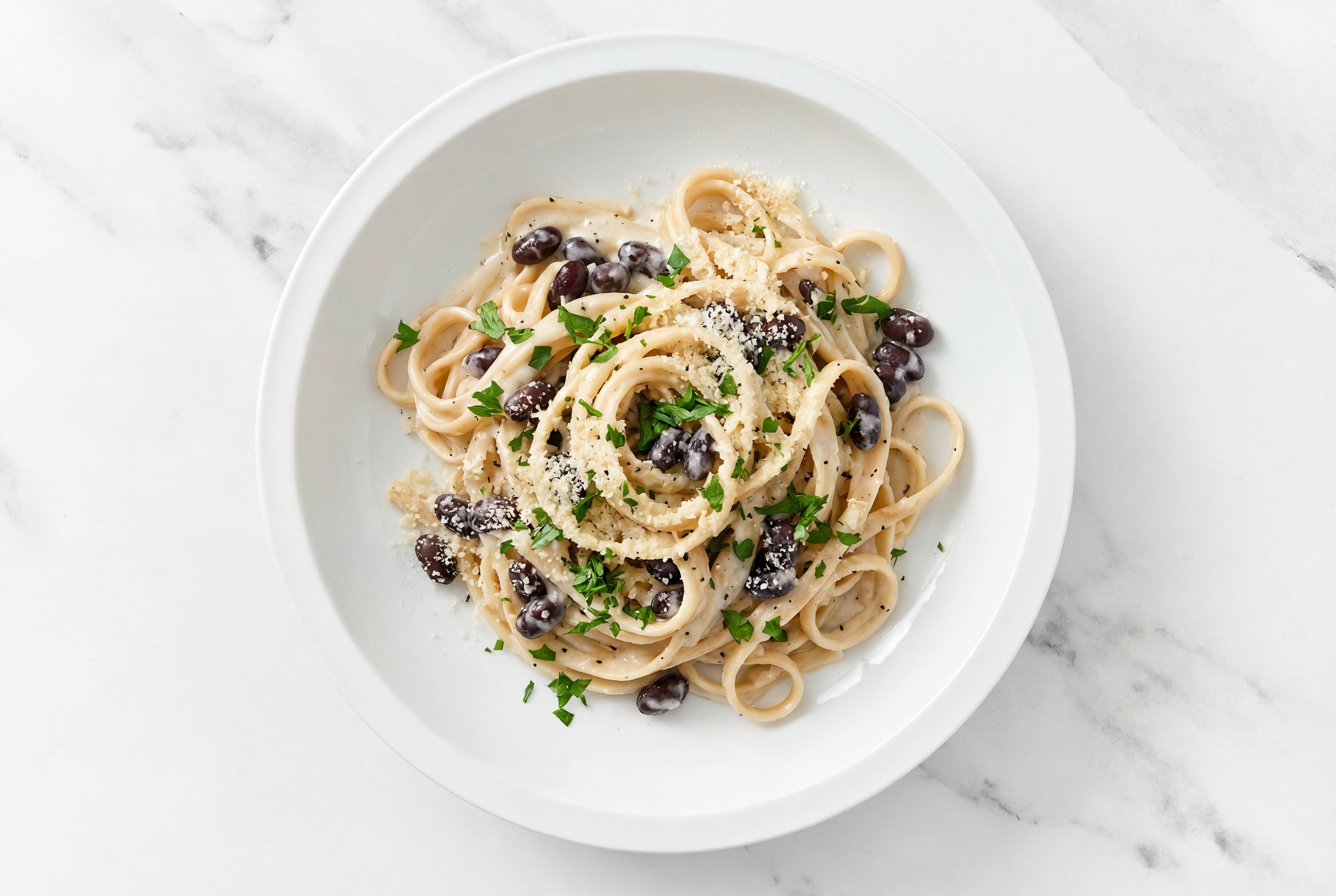 Black Bean Alfredo Linguine