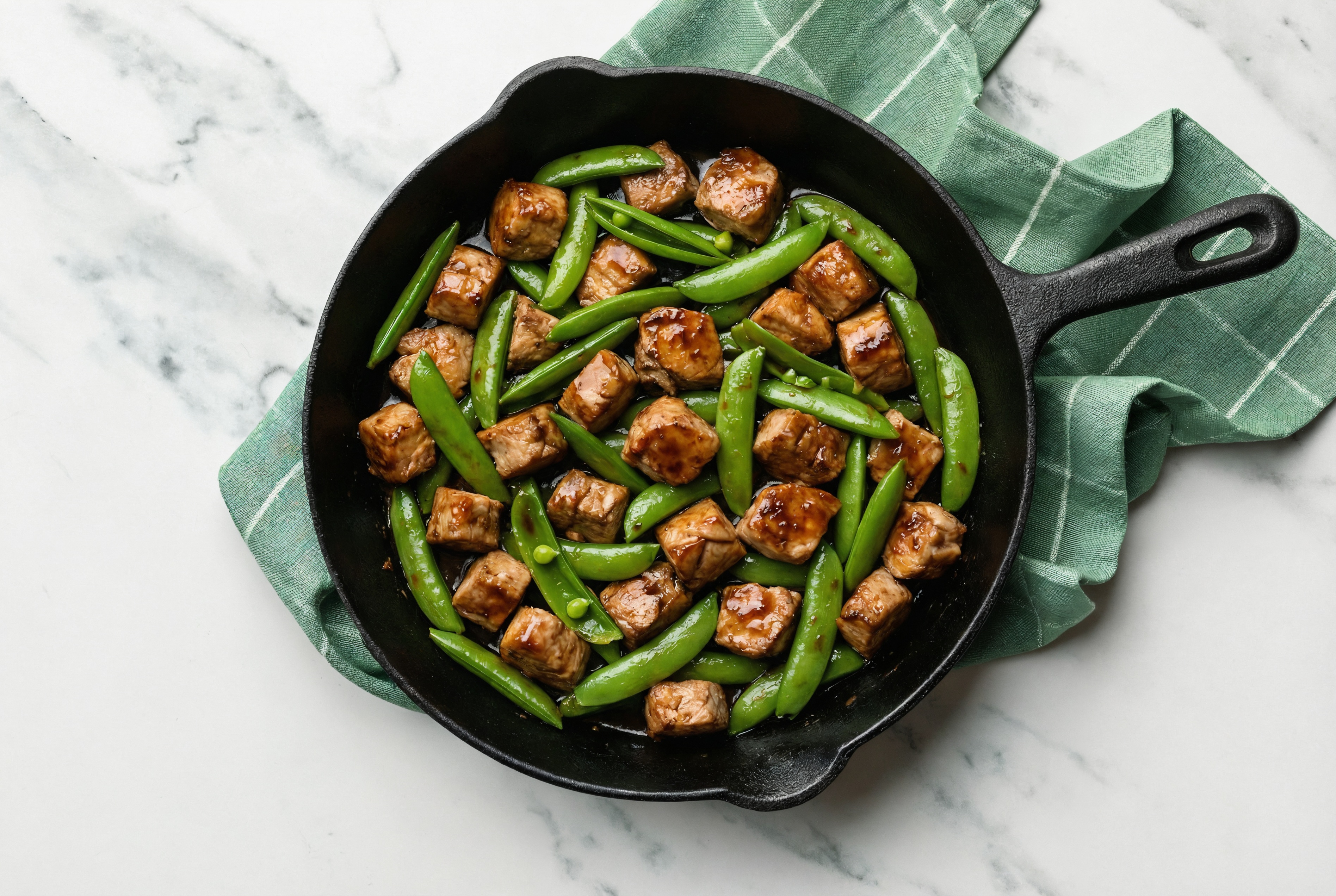 Japanese BBQ Pork Tenderloin Stir-Fry with Snap Peas