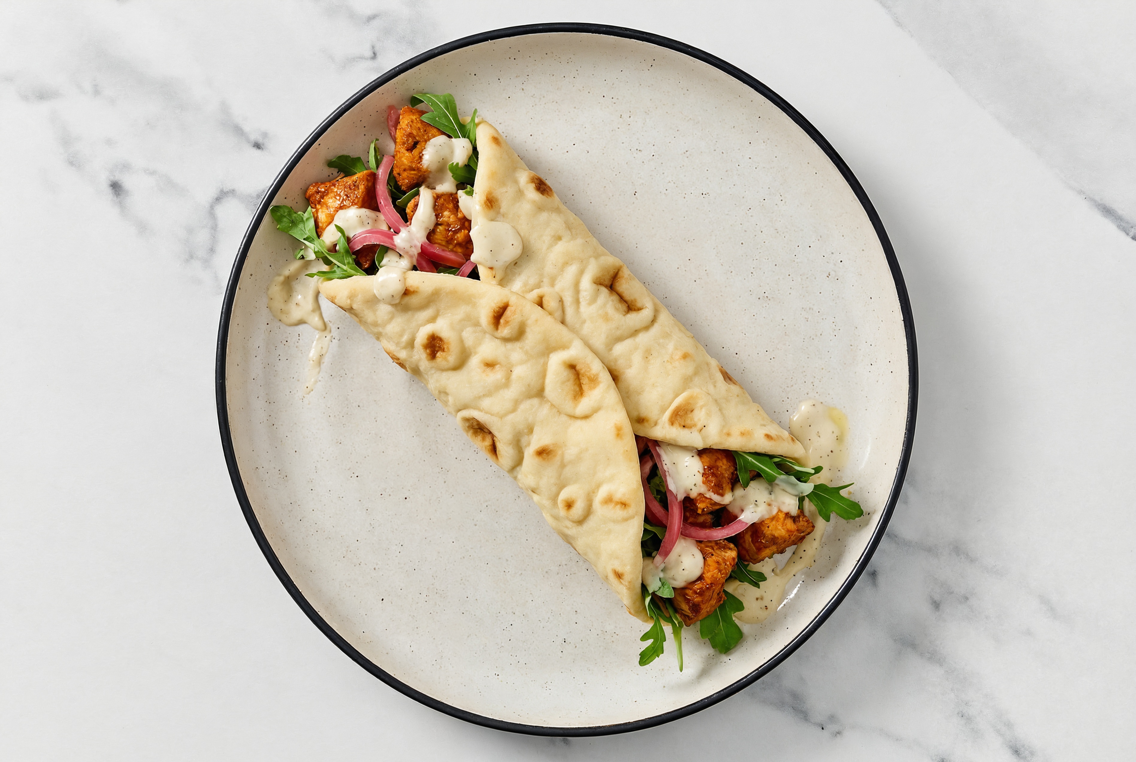 Tandoori Chicken Naan Wrap with Garlic Sauce