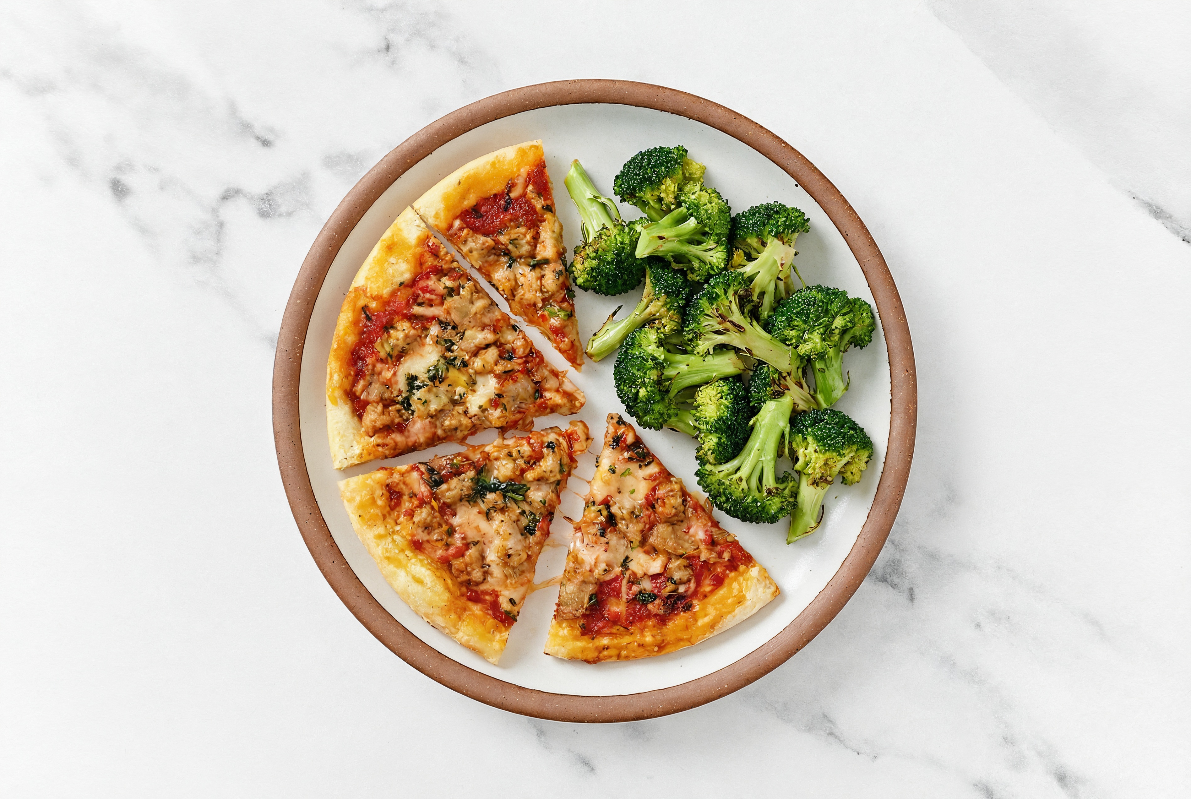 Italian Sausage Pizza + Organic Broccoli