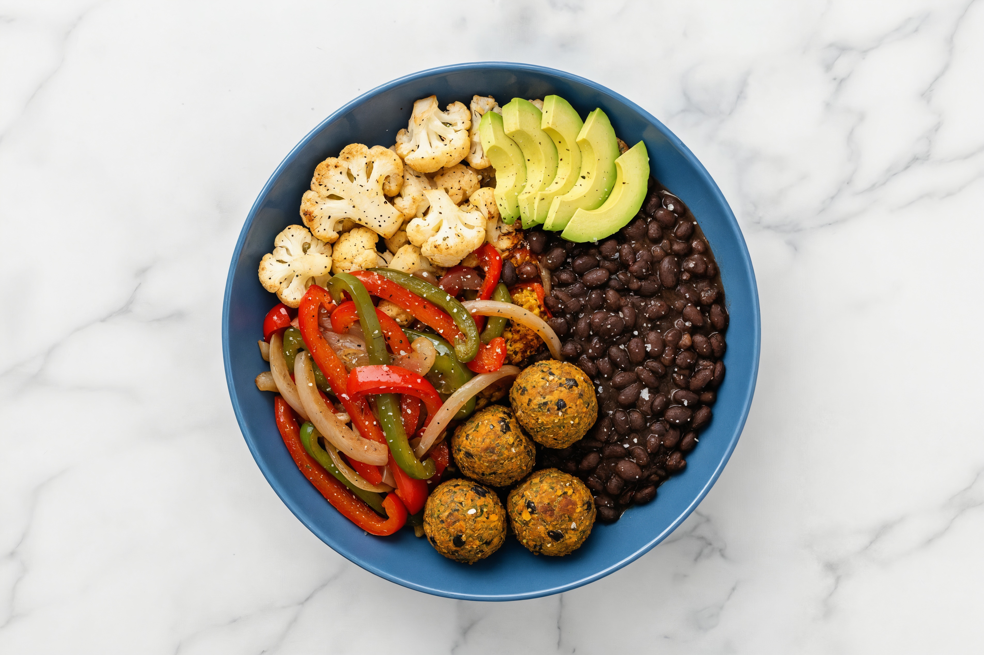 Black Bean Ball + Avocado Veggie Bowl