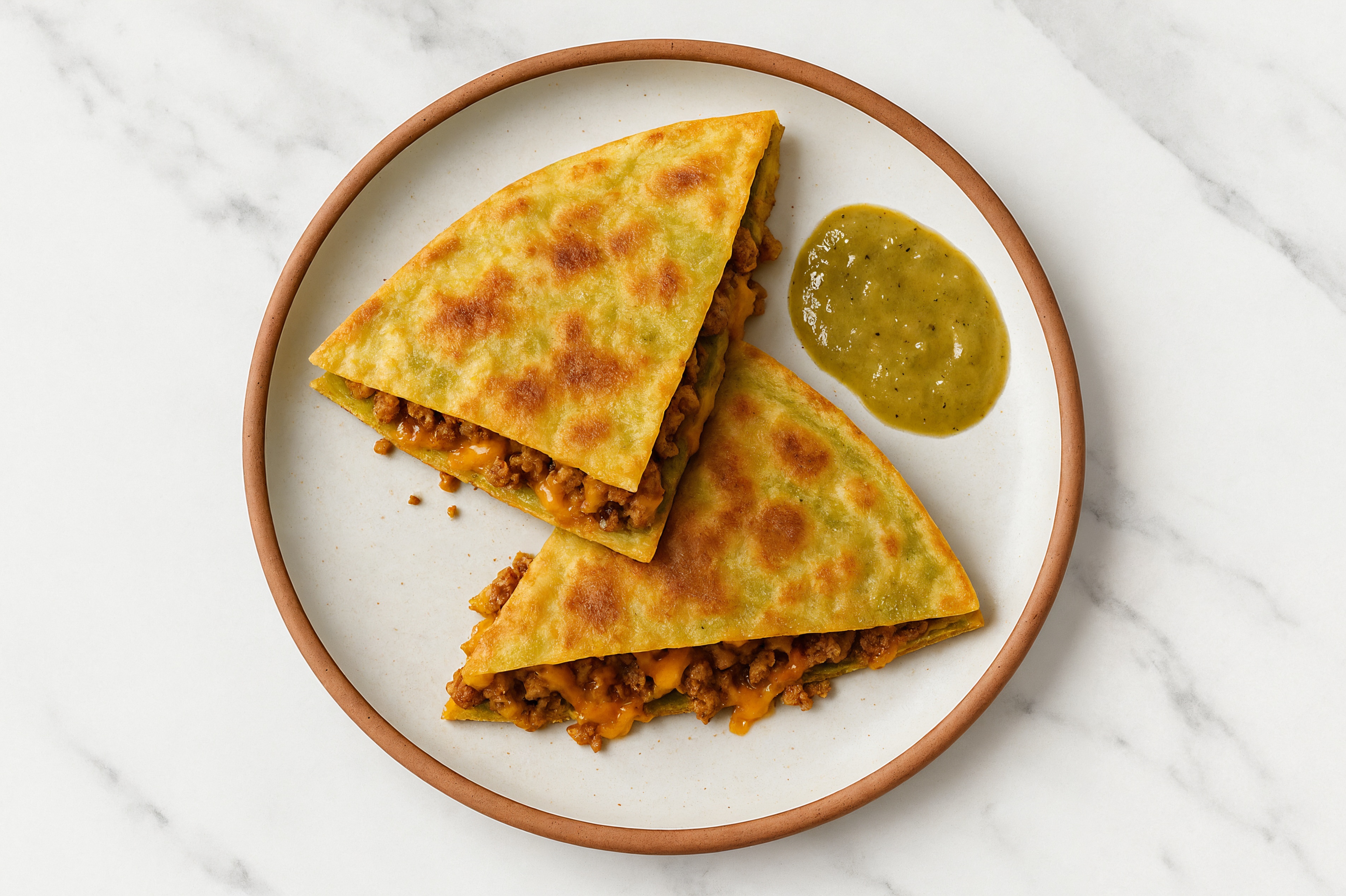 Spicy Beef Quesadillas with Spinach Tortilla