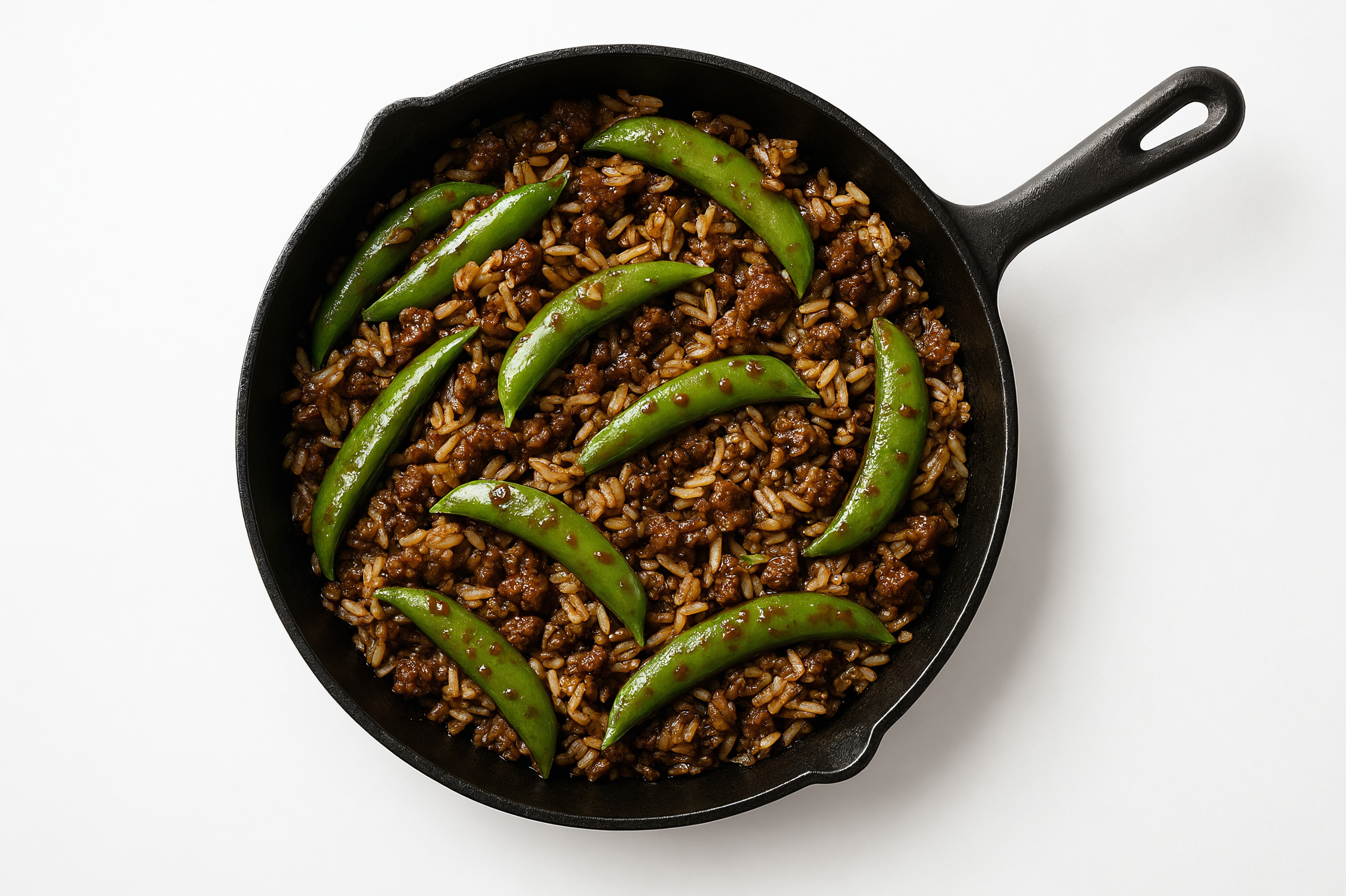 Teriyaki Pea Snap + Ground Bison Stir-Fry with Long Grain White Rice