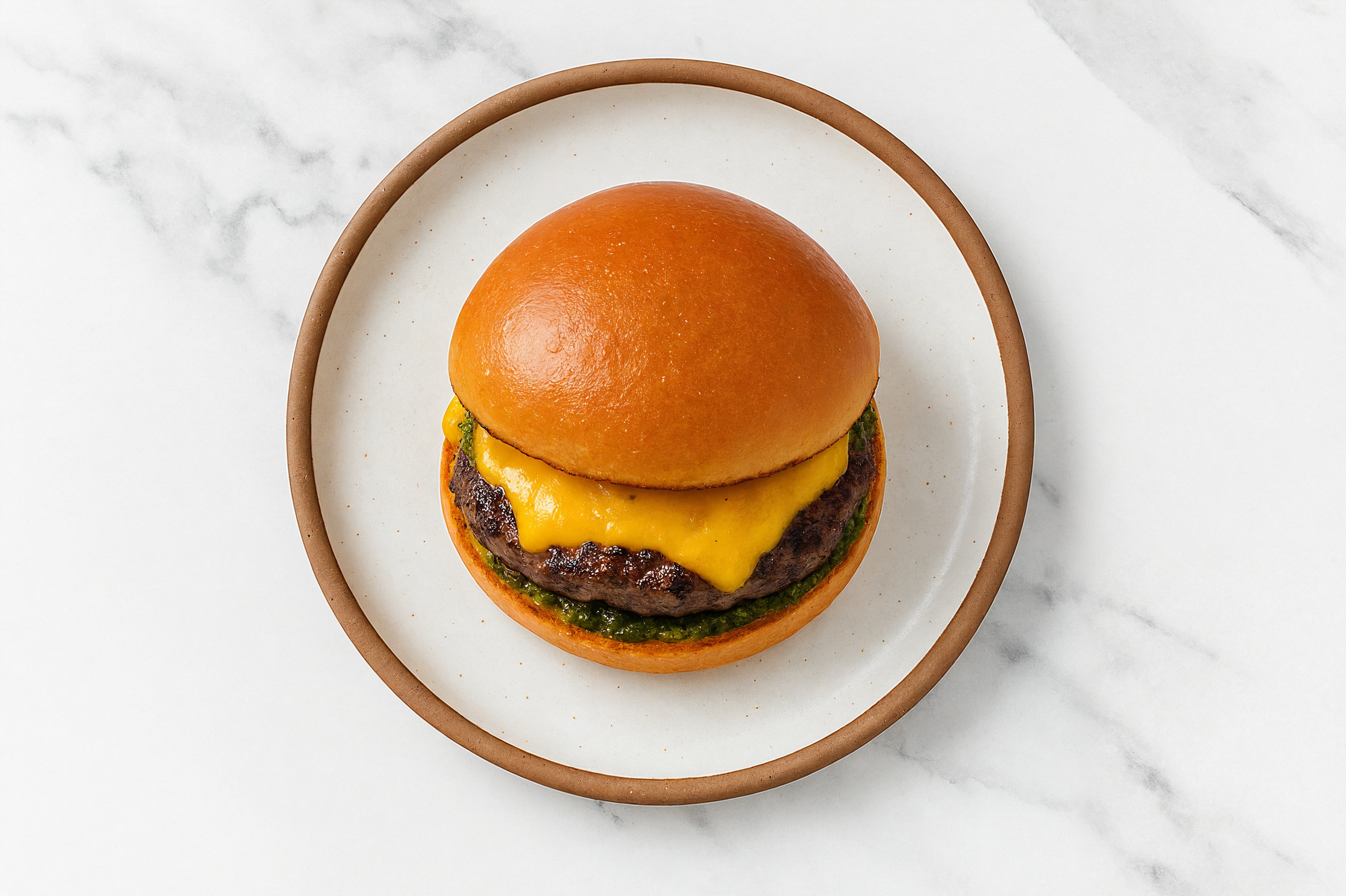Beef Burger Buns on Brioche with Spinach Pesto & Cheddar
