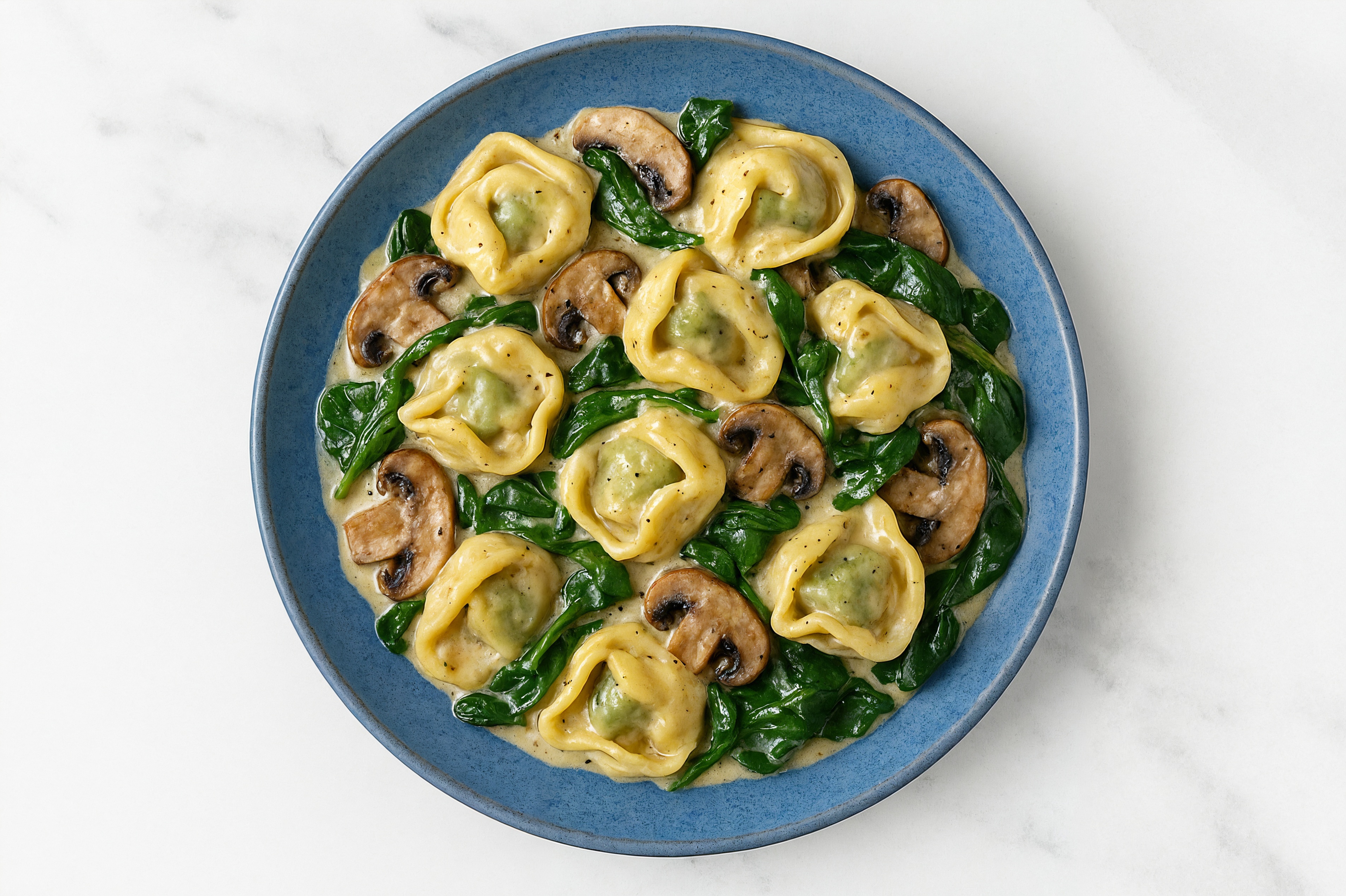 Creamy Spinach + Mushroom Cheese Tortellini