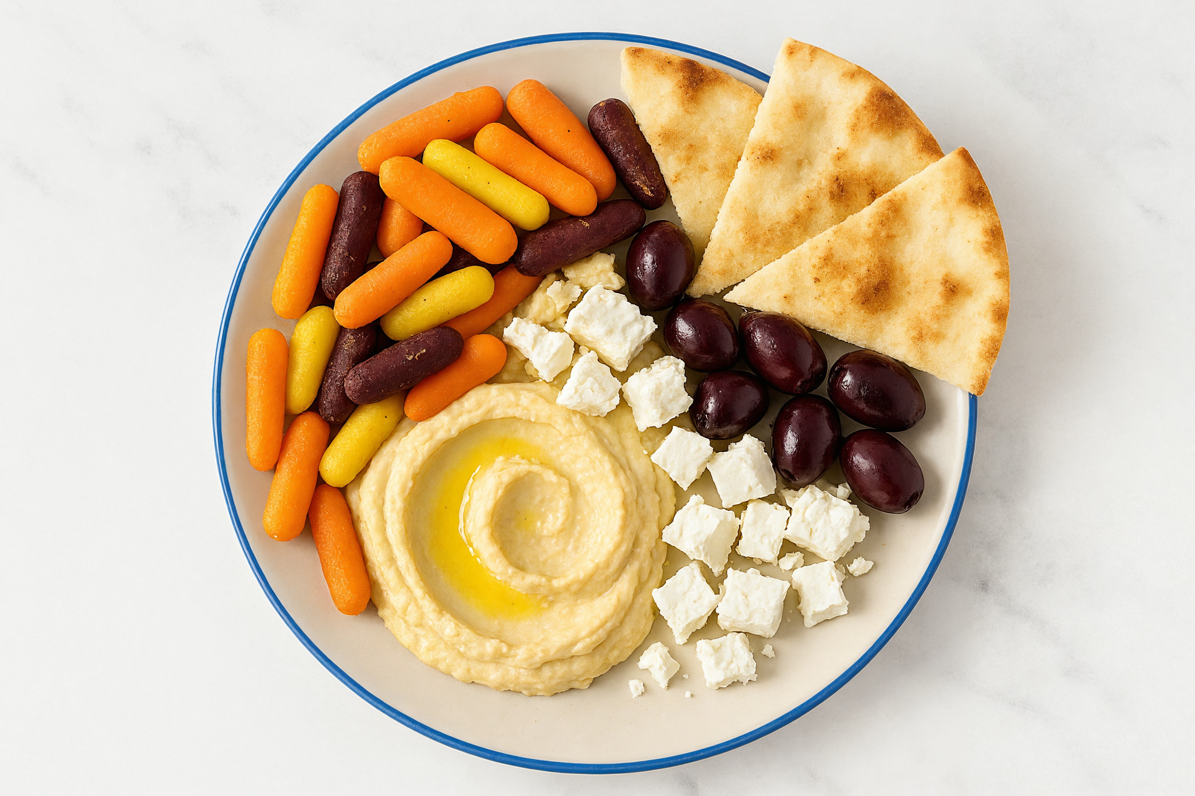  Feta, Lemon Garlic Hummus + Olive Mezze