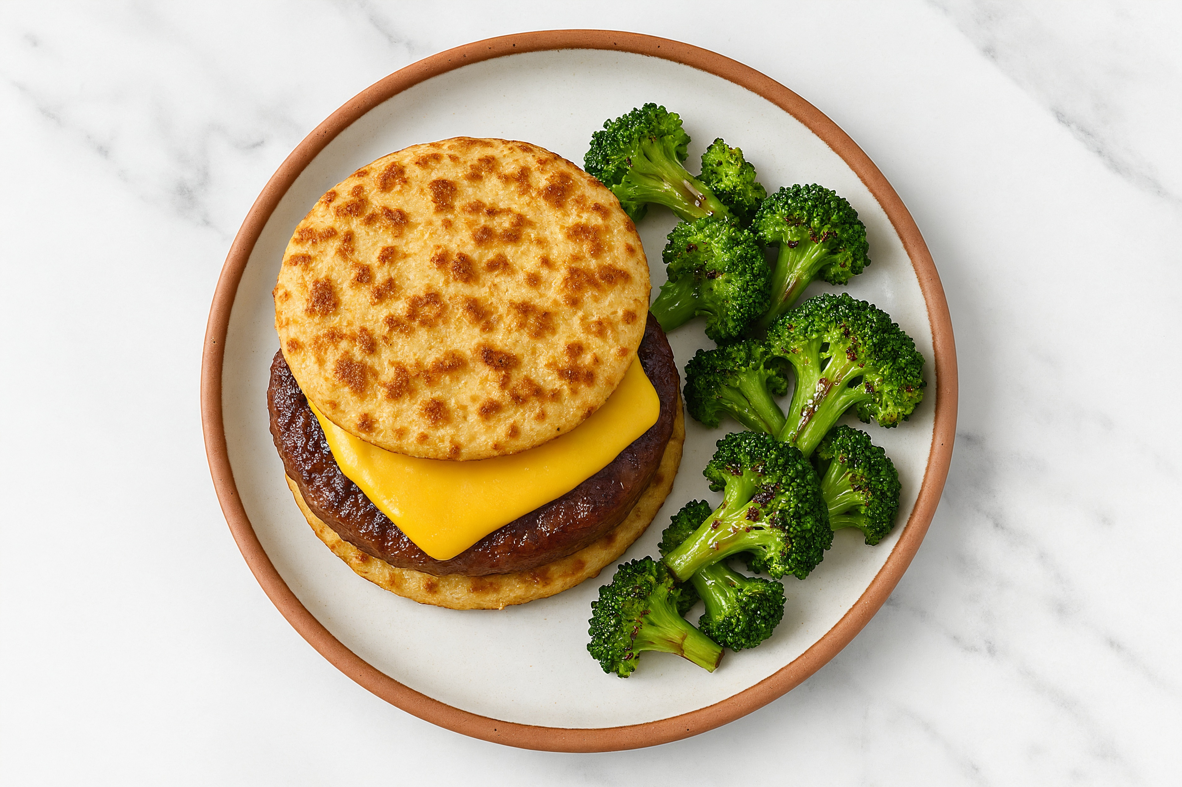 Low-Carb Beyond Cheezeburger + Broccoli Florets