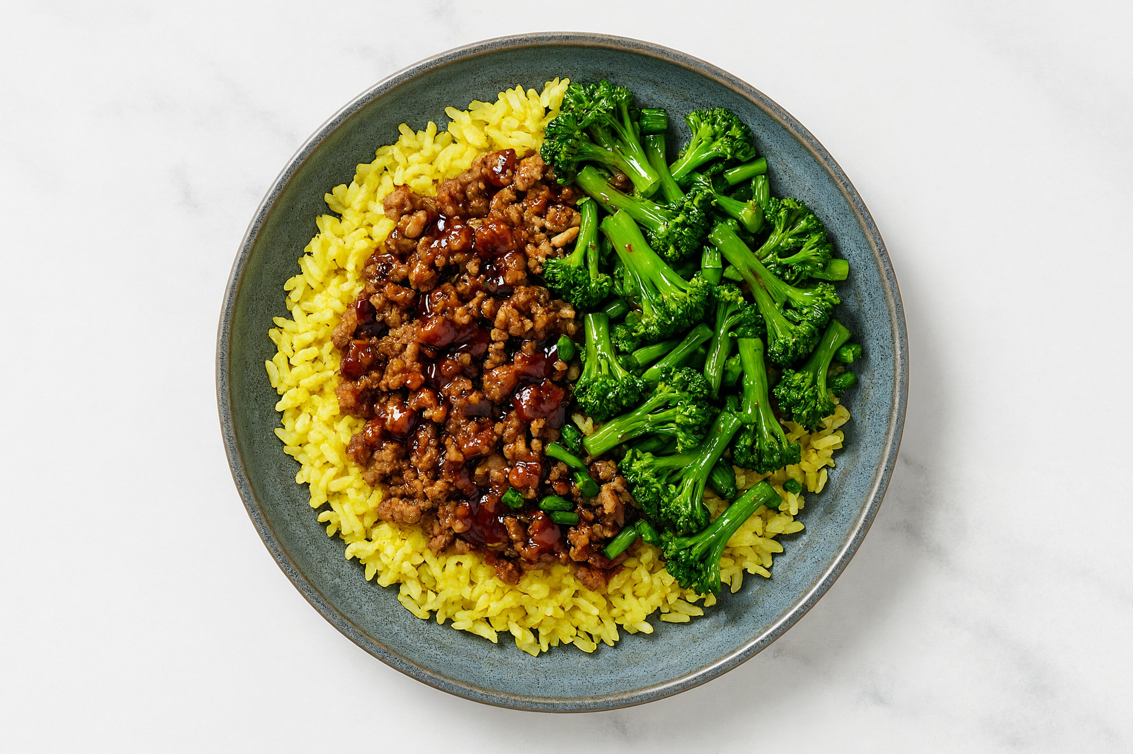 Sweet Teriyaki Ground Lamb + Organic Rice Bowl with Baby Broccoli