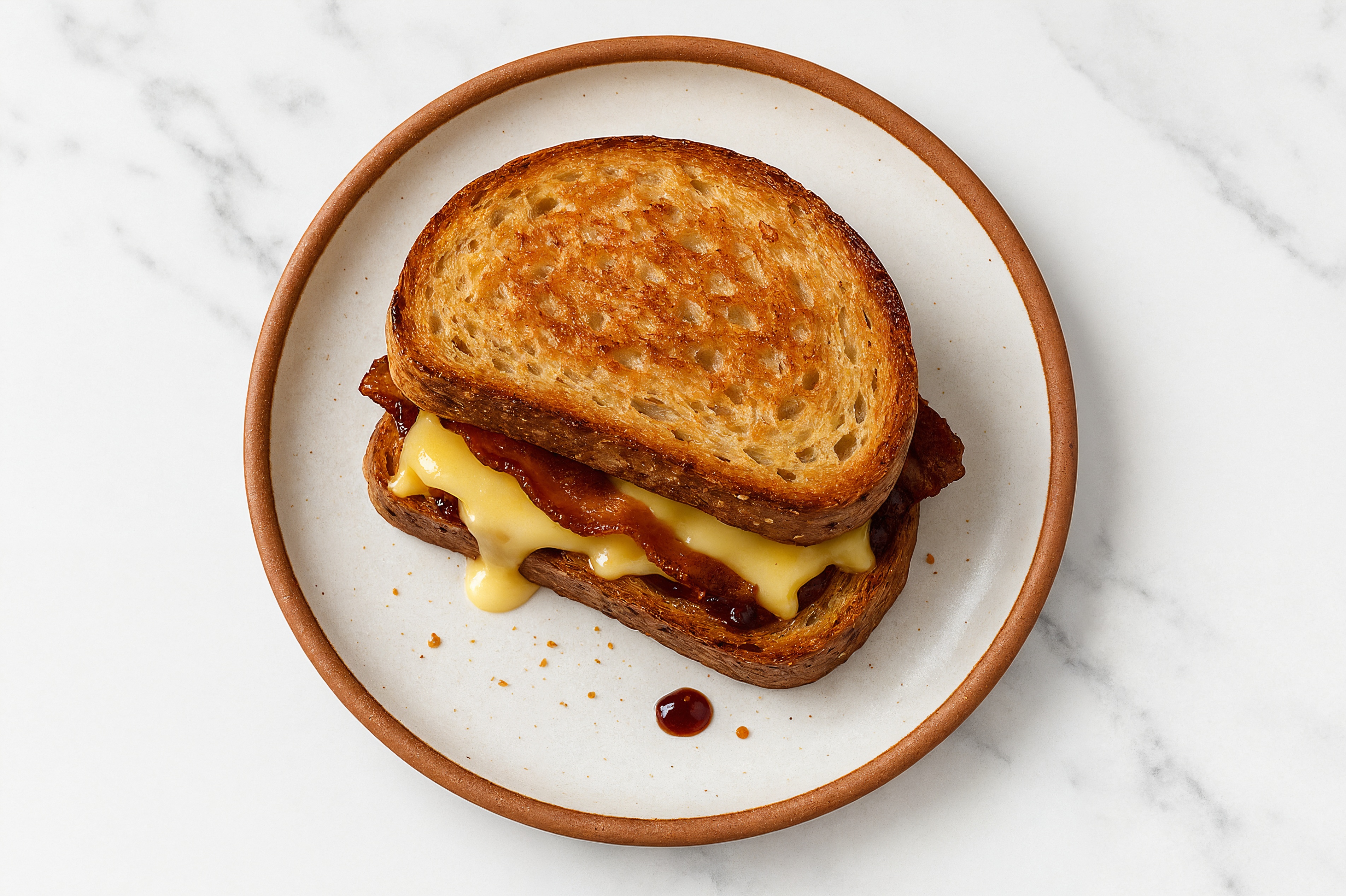 Maple Bacon, Havarti + Strawberry Jam Multgrain Sourdough Grilled Cheese
