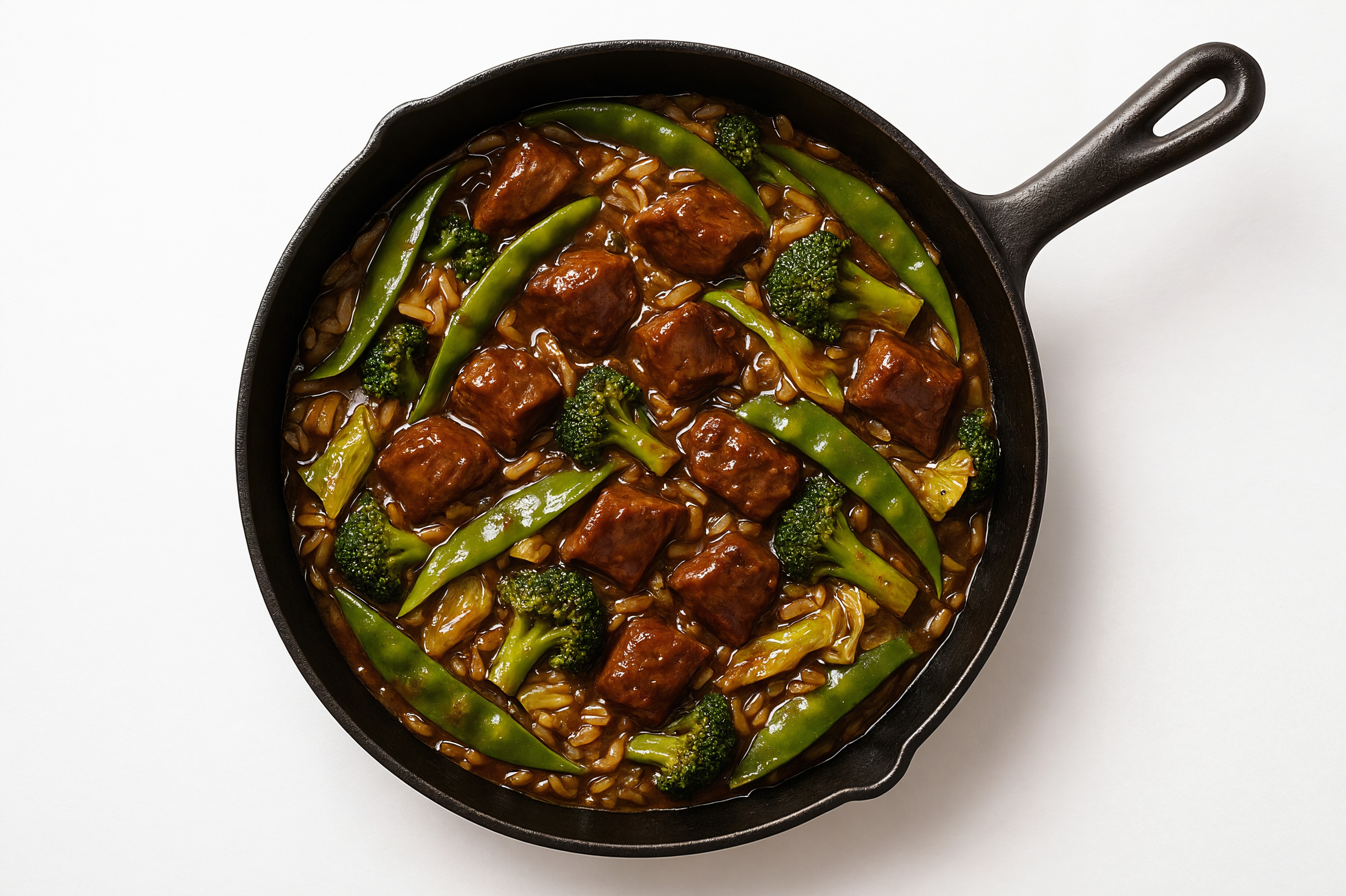 Teriyaki Bok Choy + Lamb Stir-Fry with Brown Rice