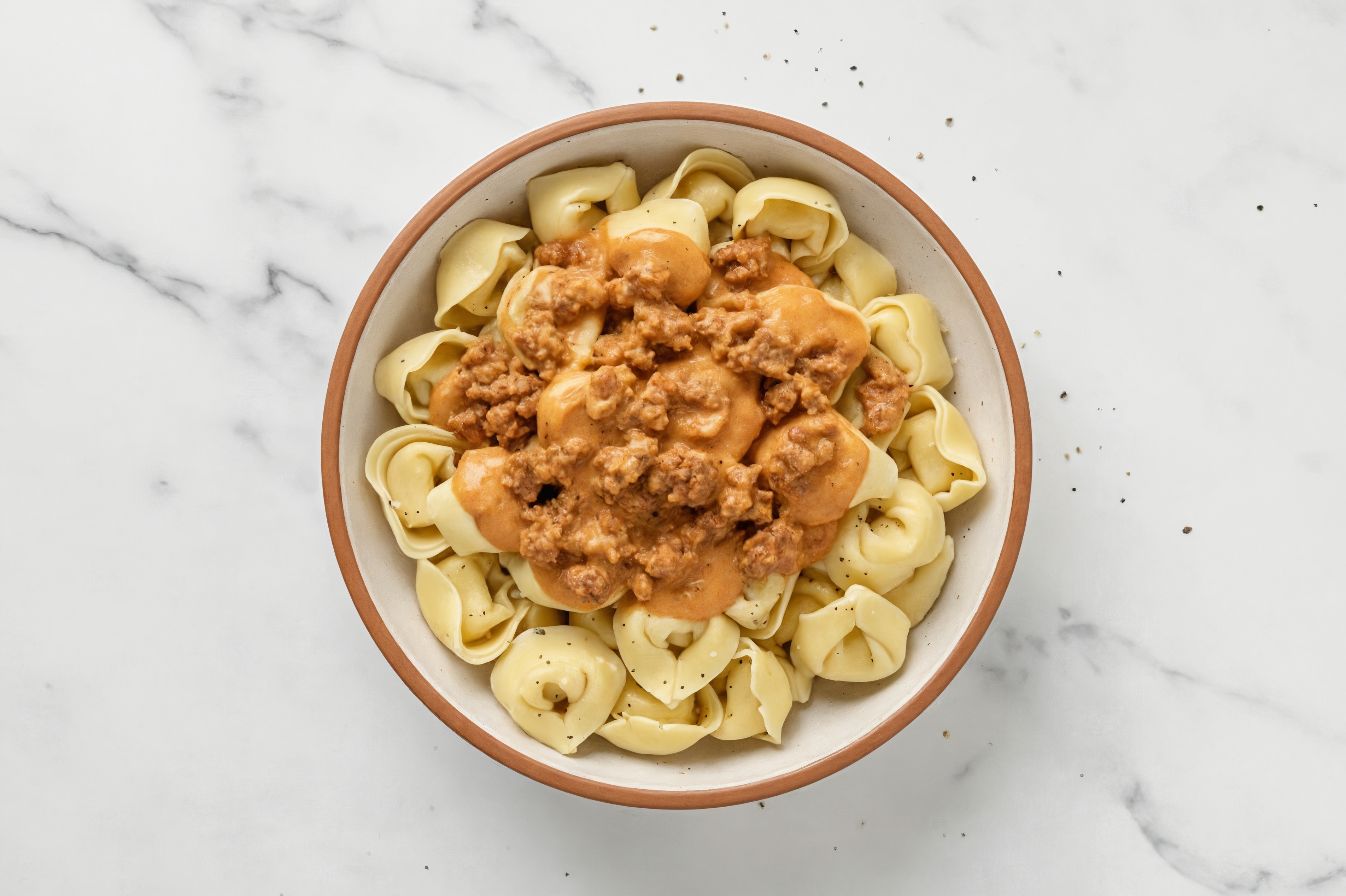 Four Cheese Tortelloni with Creamy Bison Meat Sauce
