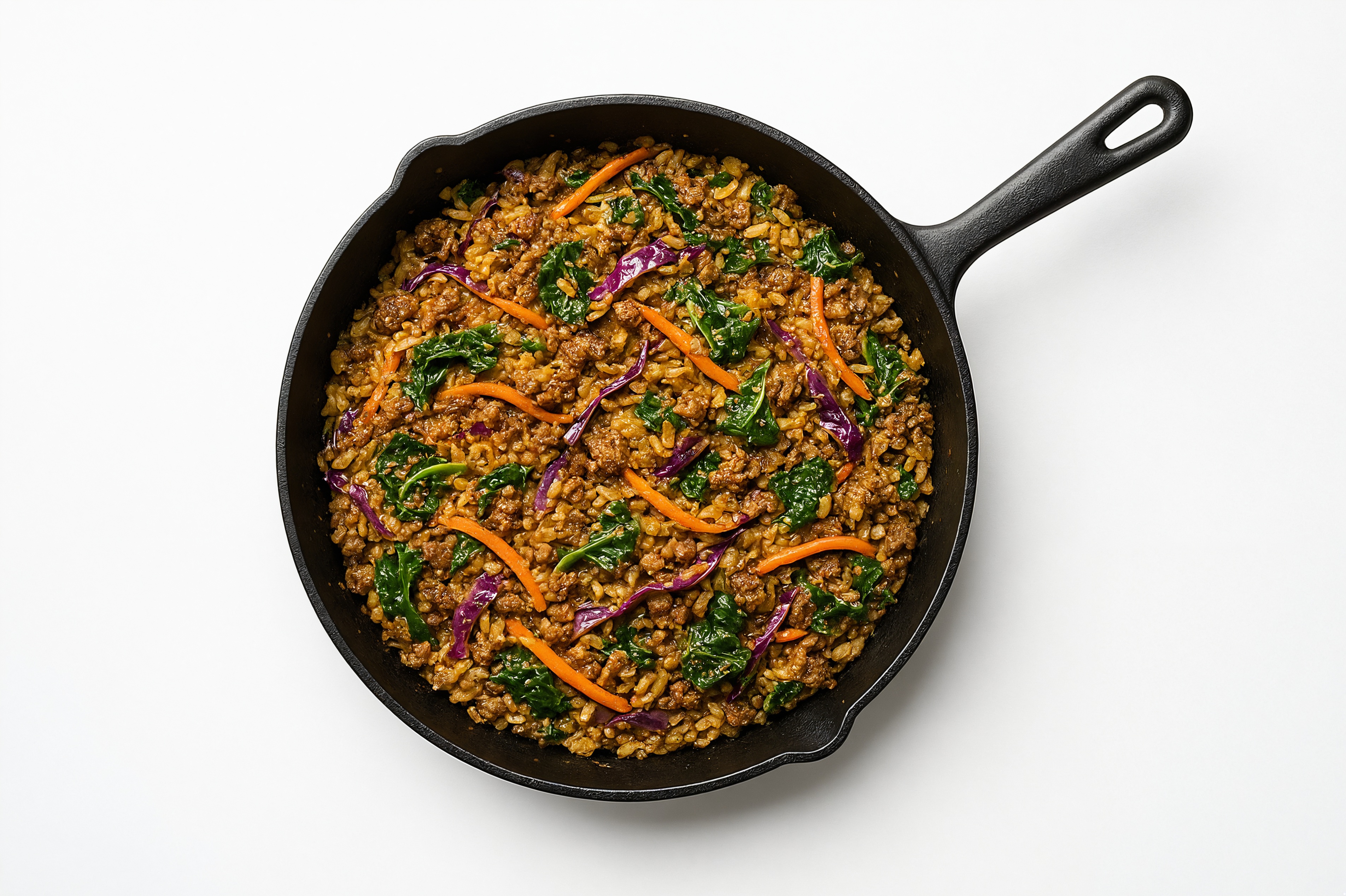 Thai Peanut Rainbow Veggie + Ground Beef Patties Stir-Fry