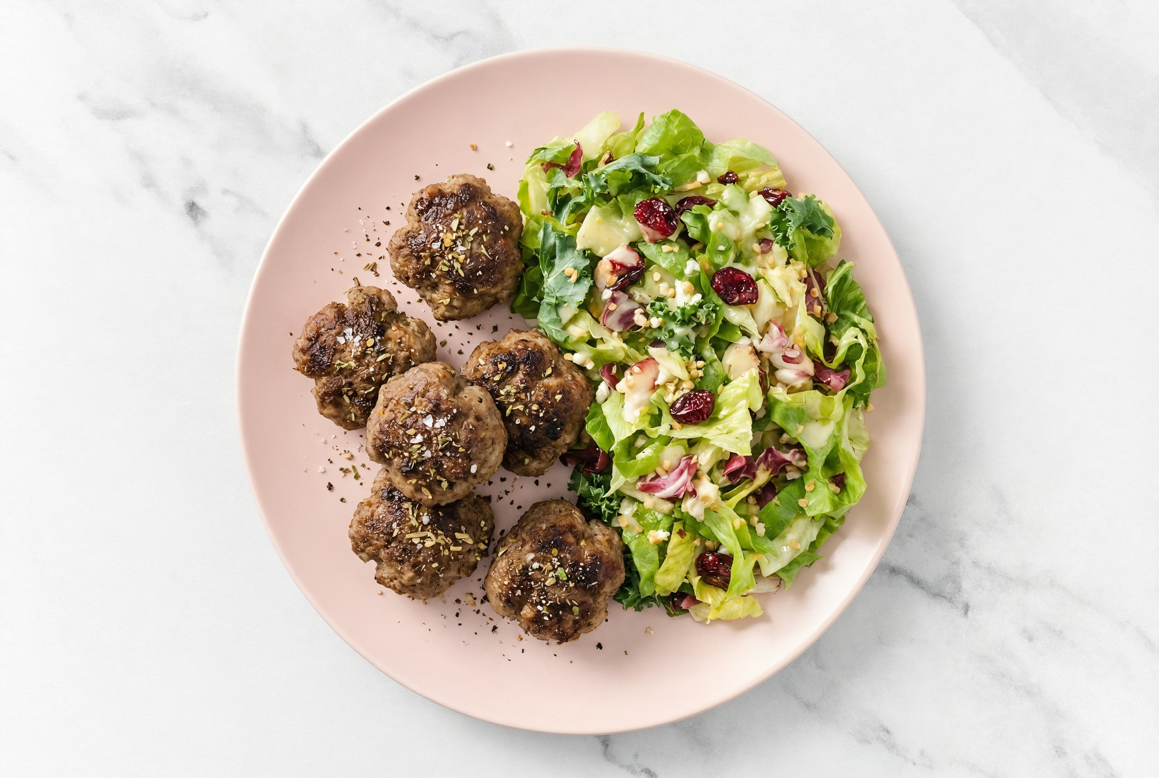 Citrus Chopped Salad + Simple Beef Meatballs
