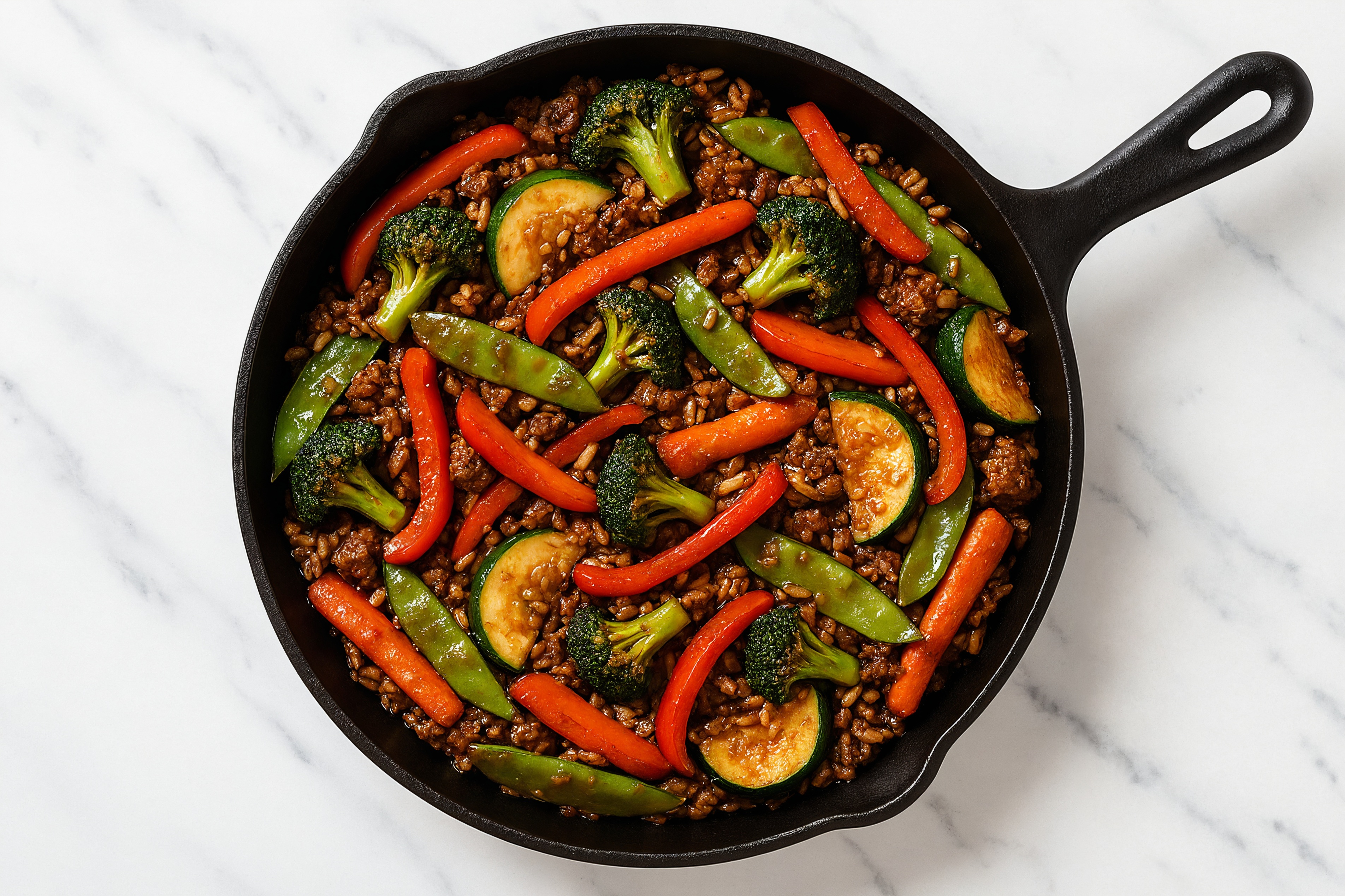 Japanese Bbq Veggie + Ground Bison Stir-Fry with Brown Rice