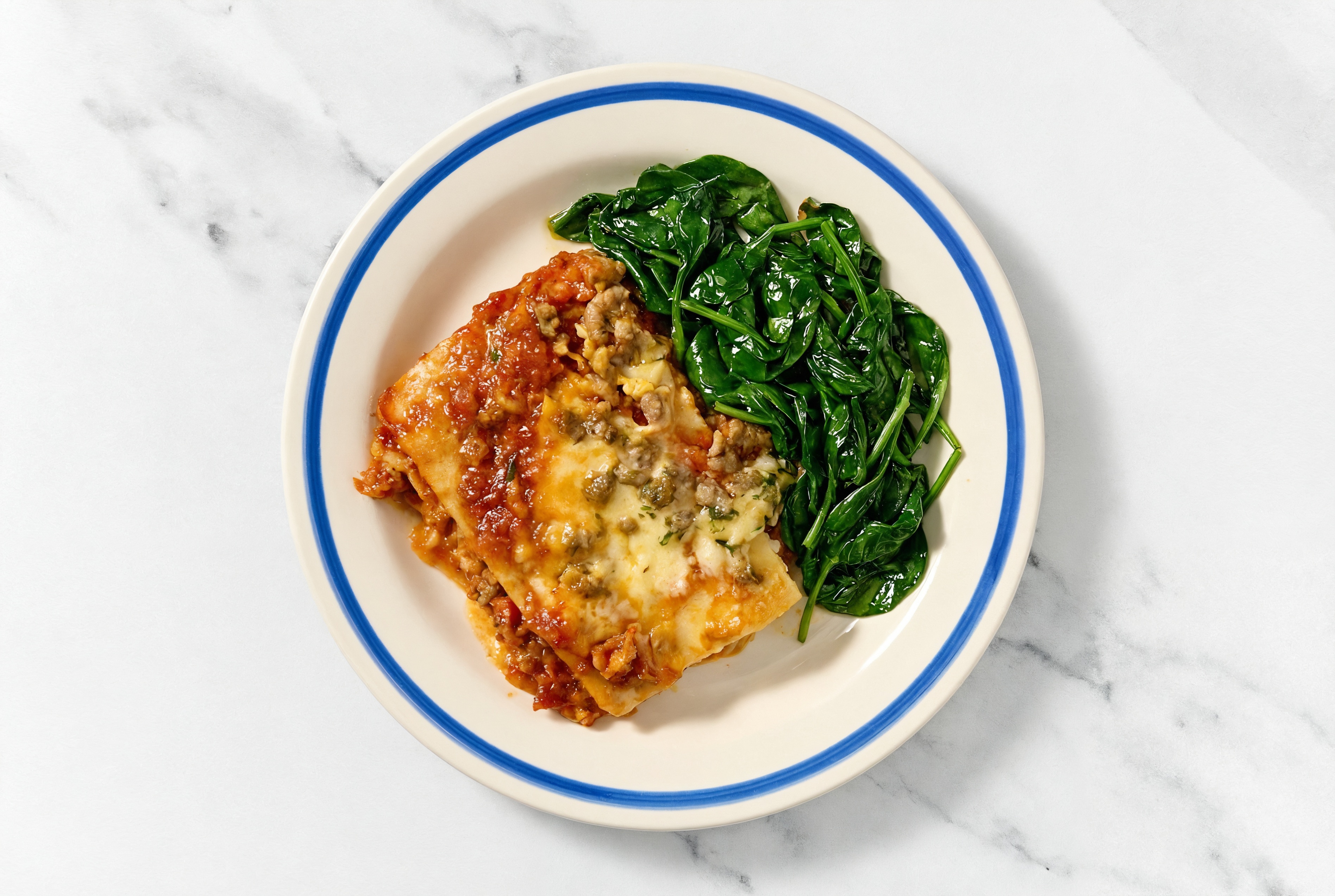 Lasagna Bolognese with Baby Spinach
