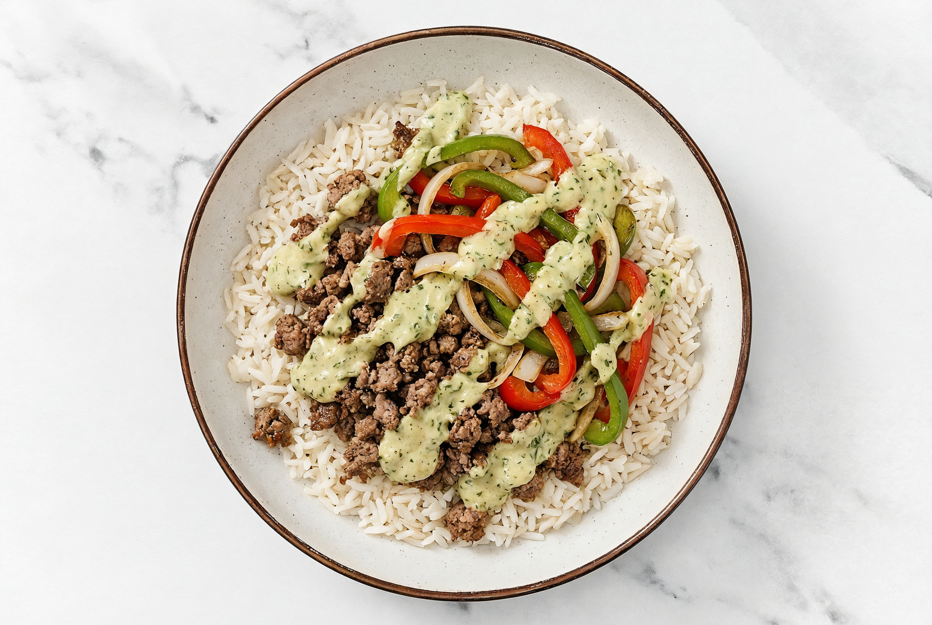 Ground Lamb & Veggie Grain Bowl with Spinach Artichoke