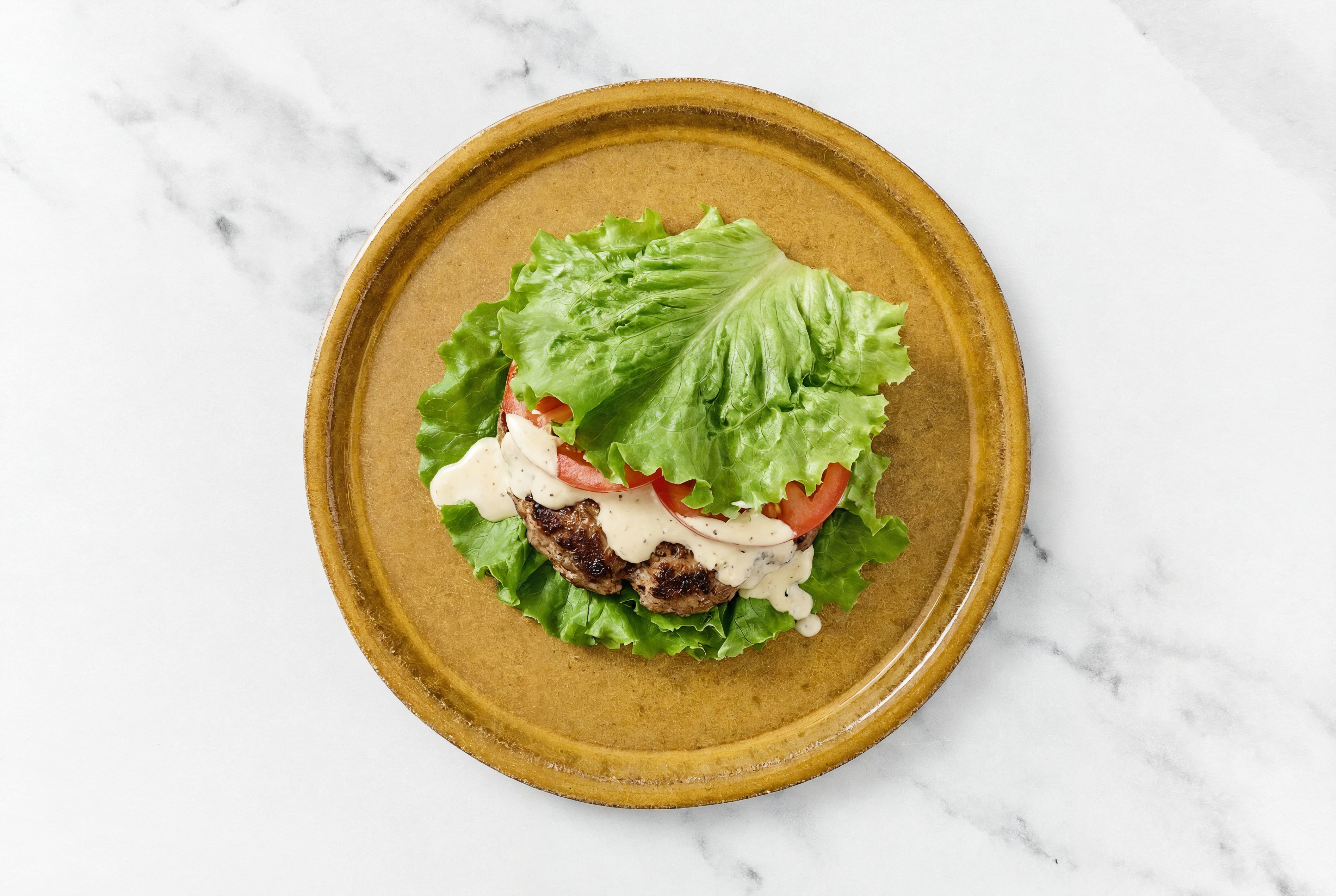 Protein-Style Buttermilk Ranch Burger with Ground Beef Patties