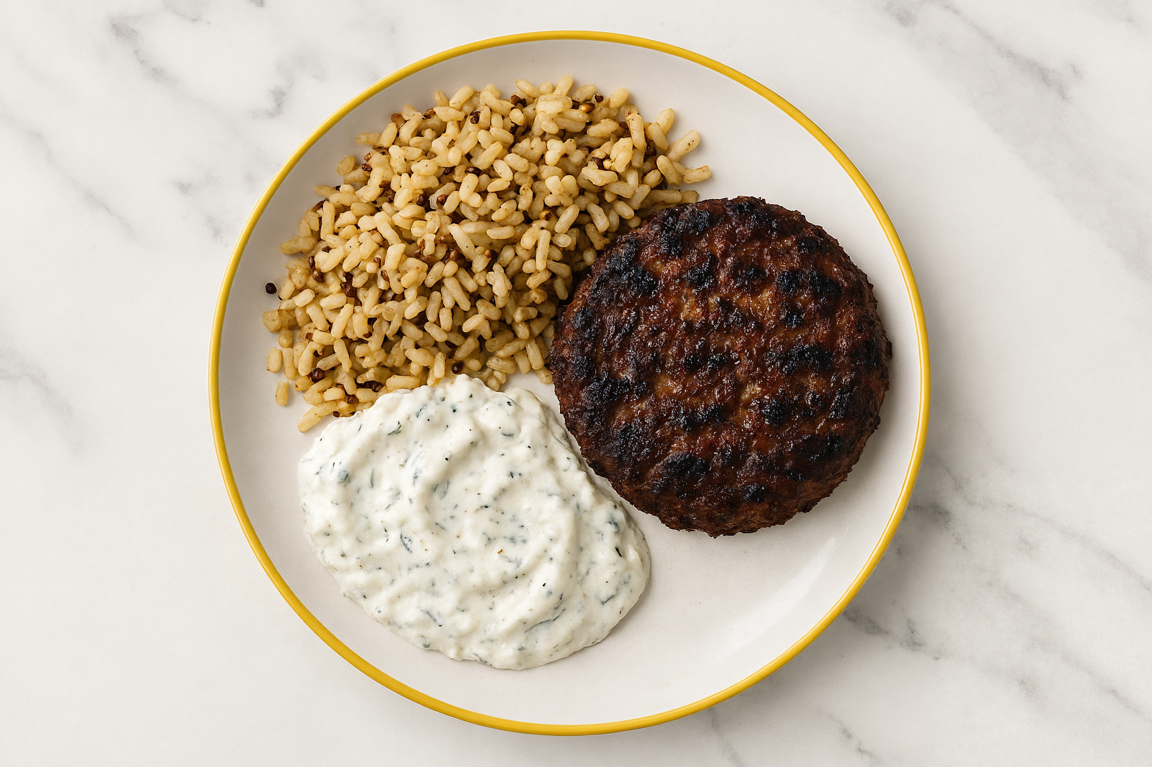 Tzatziki Brisket Burgers with Quinoa Blend